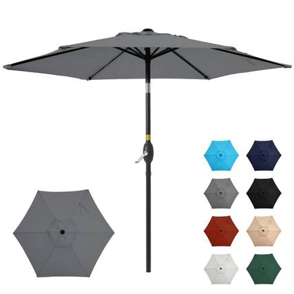 Front. Mondawe - 7.5 Feet Market Umbrella with Crank Lift & Tilt - Grey.