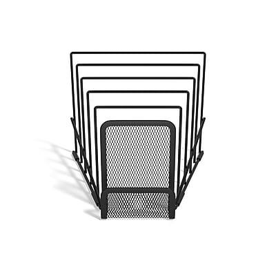 Alt View 2. TRU RED - 6-Compartment Wire Mesh Letter Holder, Matte - Matte Black.