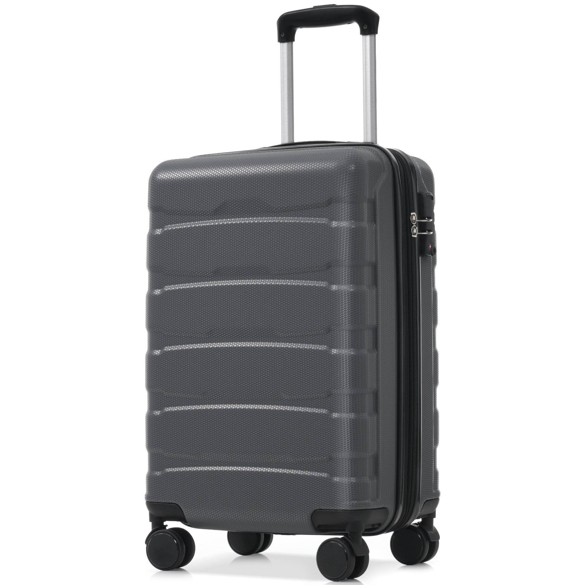 BreeBe - 20 Inch Hardshell ABS Carry on Luggage, Durable Expandable Travel Suitcase with Spinner Wheels, TSA Lock - Gray