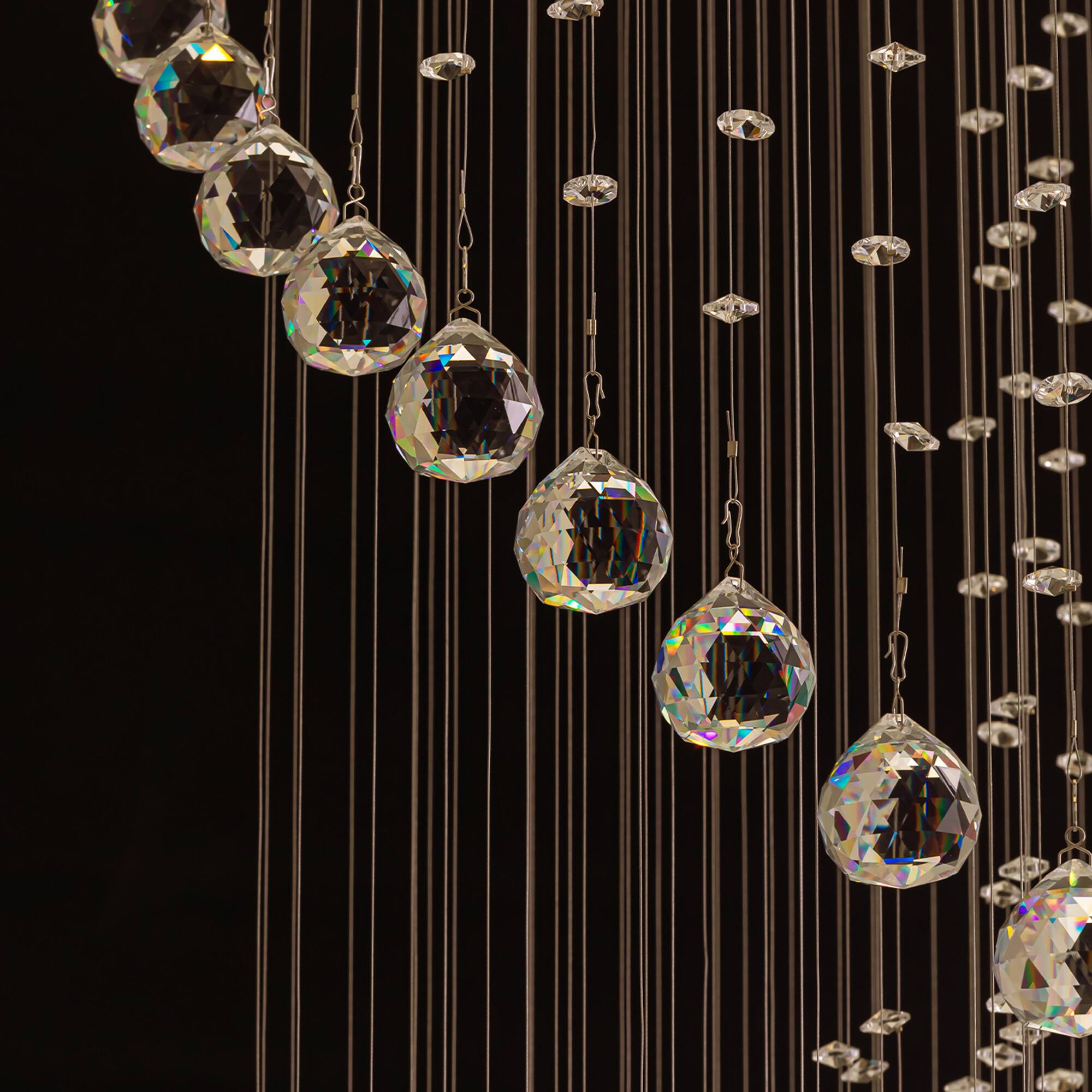 Alt View 8. Siljoy - 32" Modern Chrome 13-Light K9 Crystal Chandelier, 94" Height Adjustable for Foyer Stairwell Living Room - Chrome.