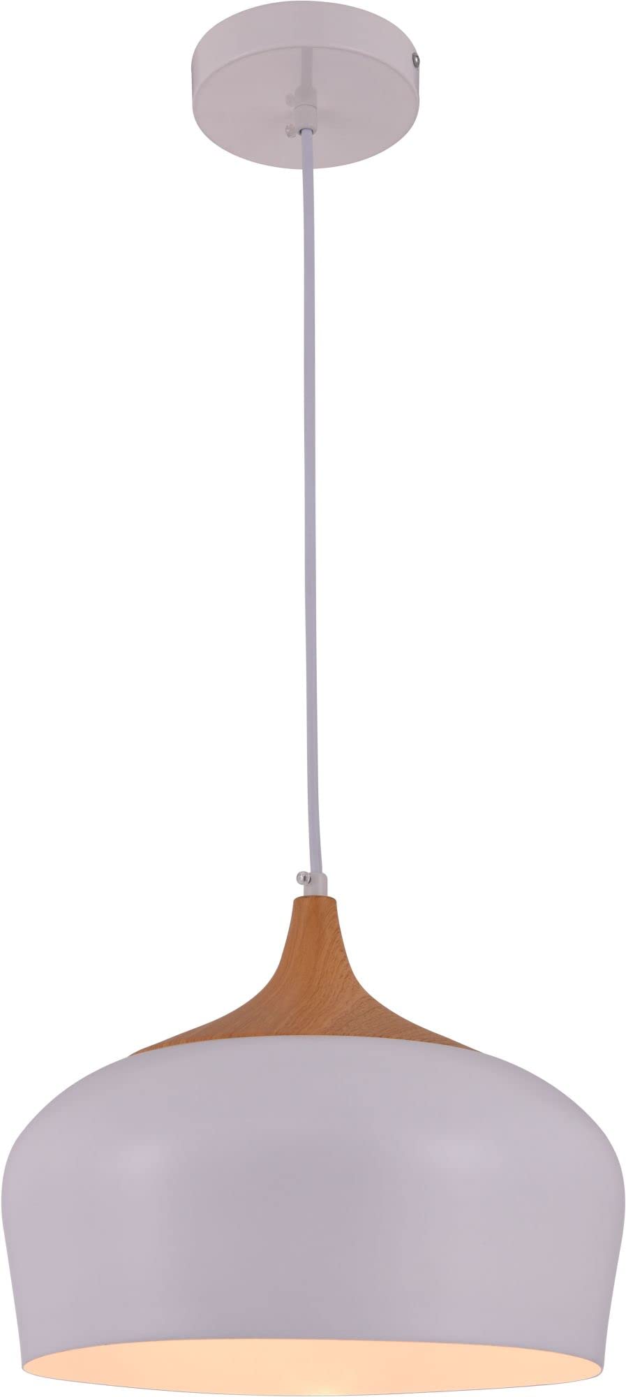 Alt View 4. Living District - Nora Collection Pendant D11.5in H9in Lt:1 frosted white and natural wood finish - White And Natural Wood.