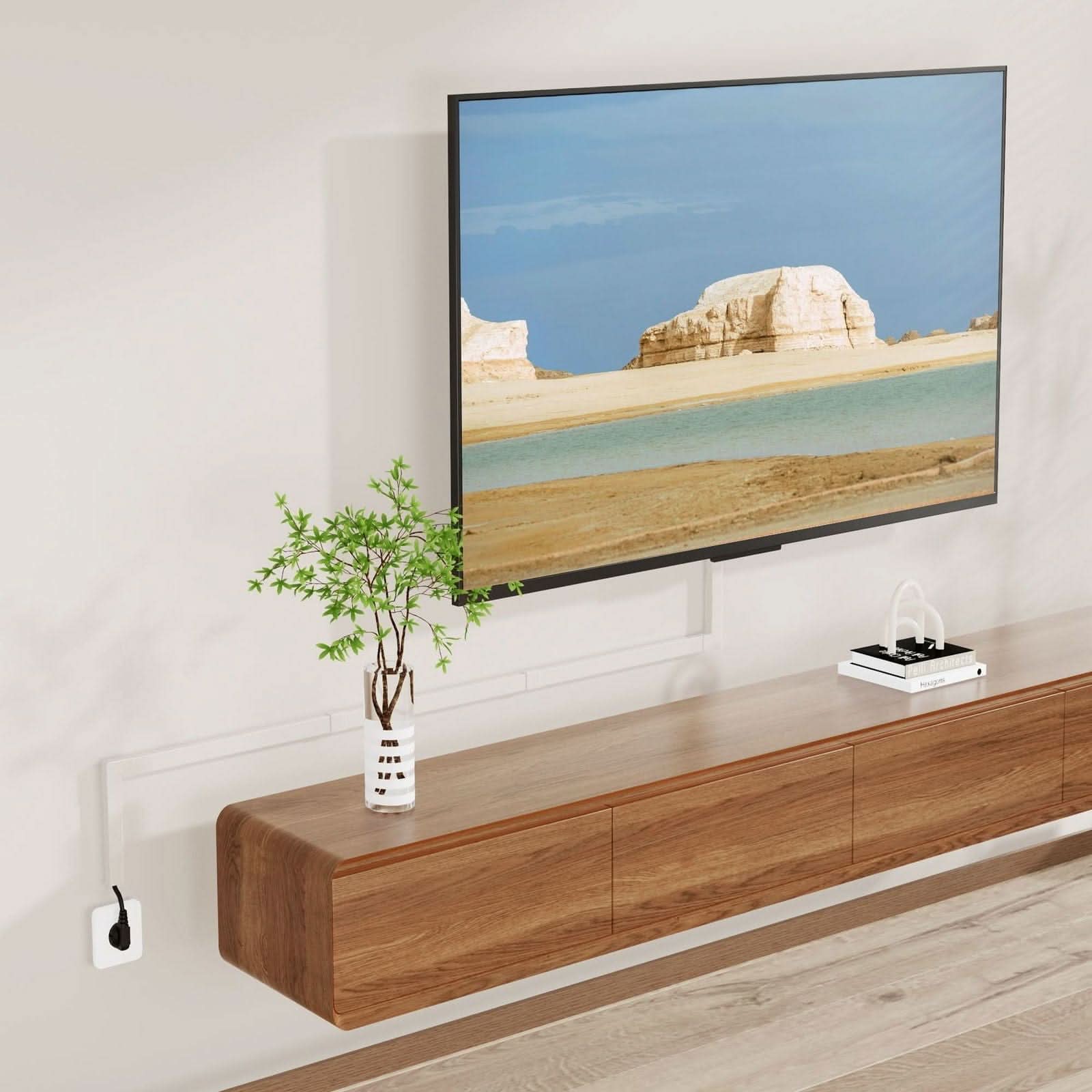 Angle. Mount-It! - On-Wall TV Cable Concealer Kit with Multiple Raceways & Fittings for Clean Entertainment Setup, White.