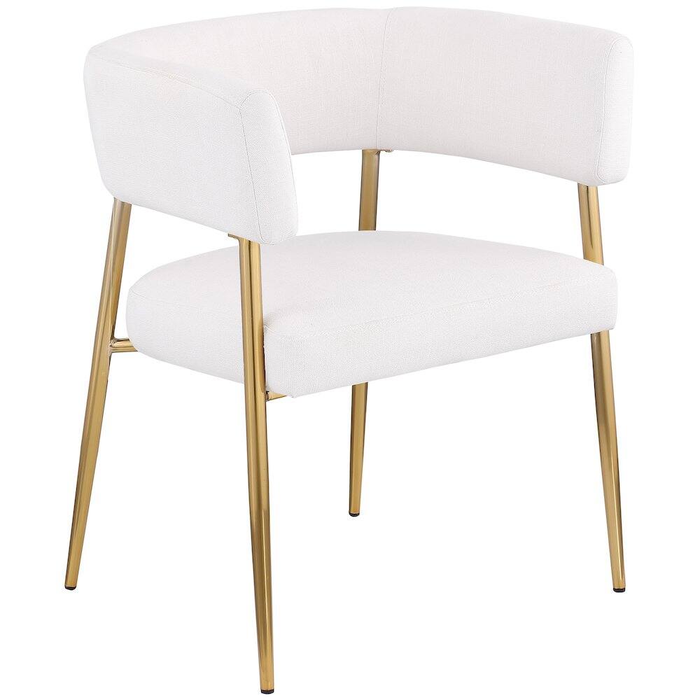 Meridian Furniture - Creston Cream Durable Linen Textured Fabric Dining Chair - Beige