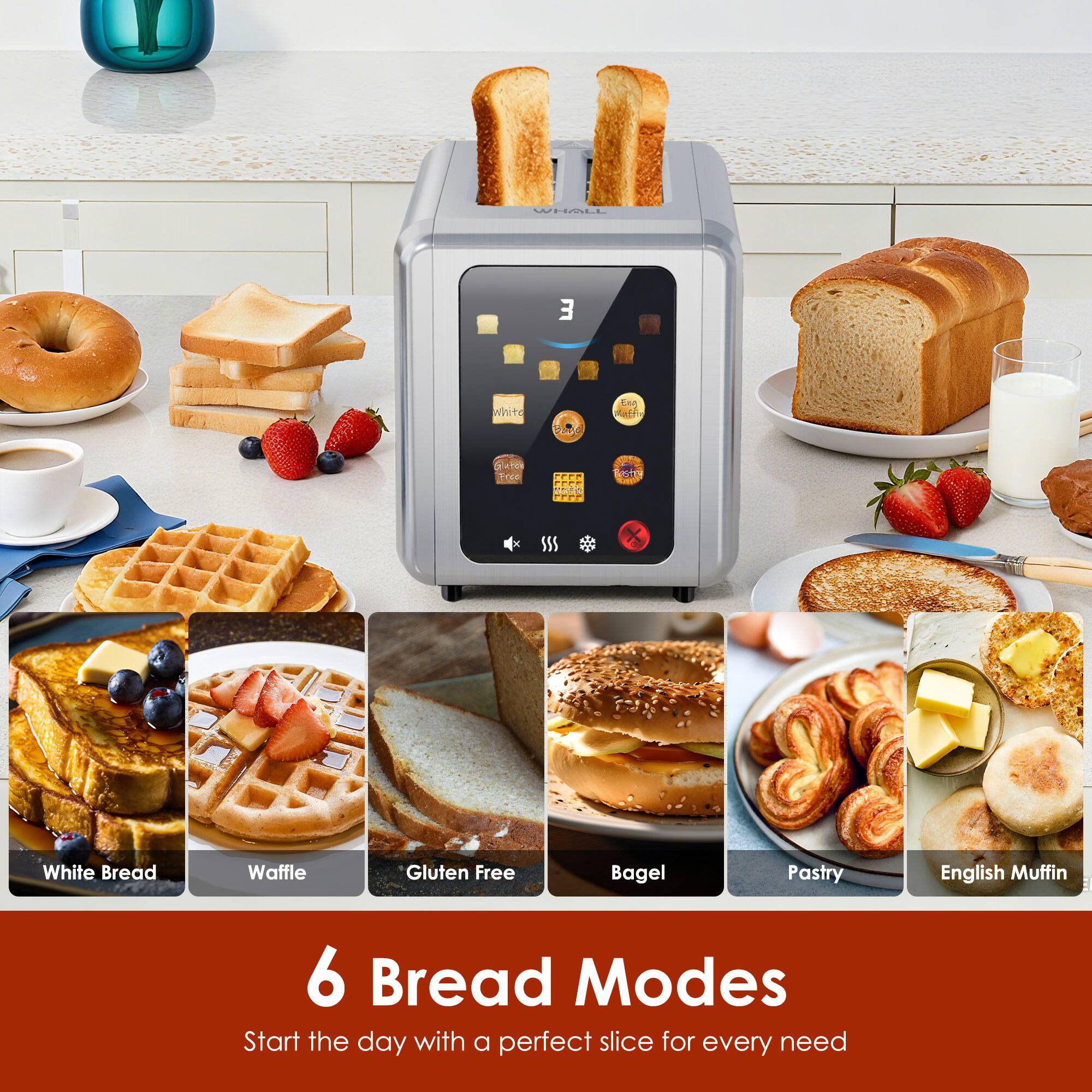 HLE 3 White Lae Gate Free PPFR Ad 2e Jomy SS5 White Bread Waffle Gluten Free Bagel Pastry English Muffin 6 Bread Modes

Start the day with a perfect slice for every need

6 Bread Modes

White Bread  
Waffle  
Gluten Free  
Bagel  
Pastry  
English Muffin