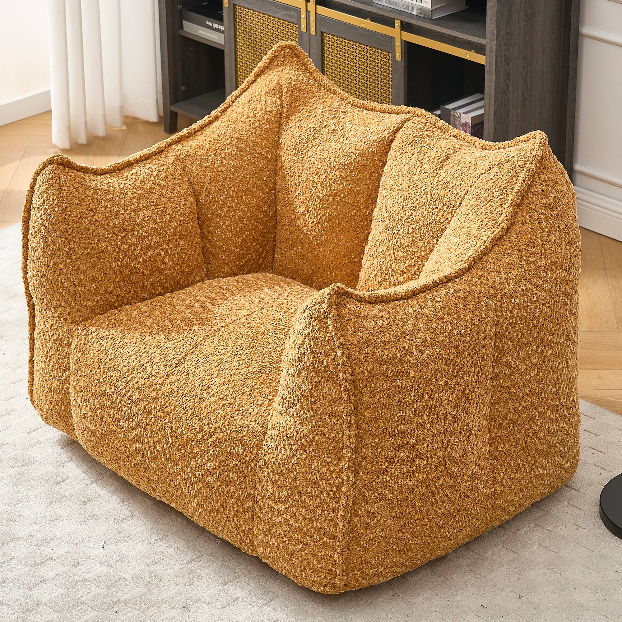 Alt View 2. GOODSILO - Premium Square Lazy Sofa Chair with High-Resilience Foam for Living Room and Bedroom Comfort - Yellow.
