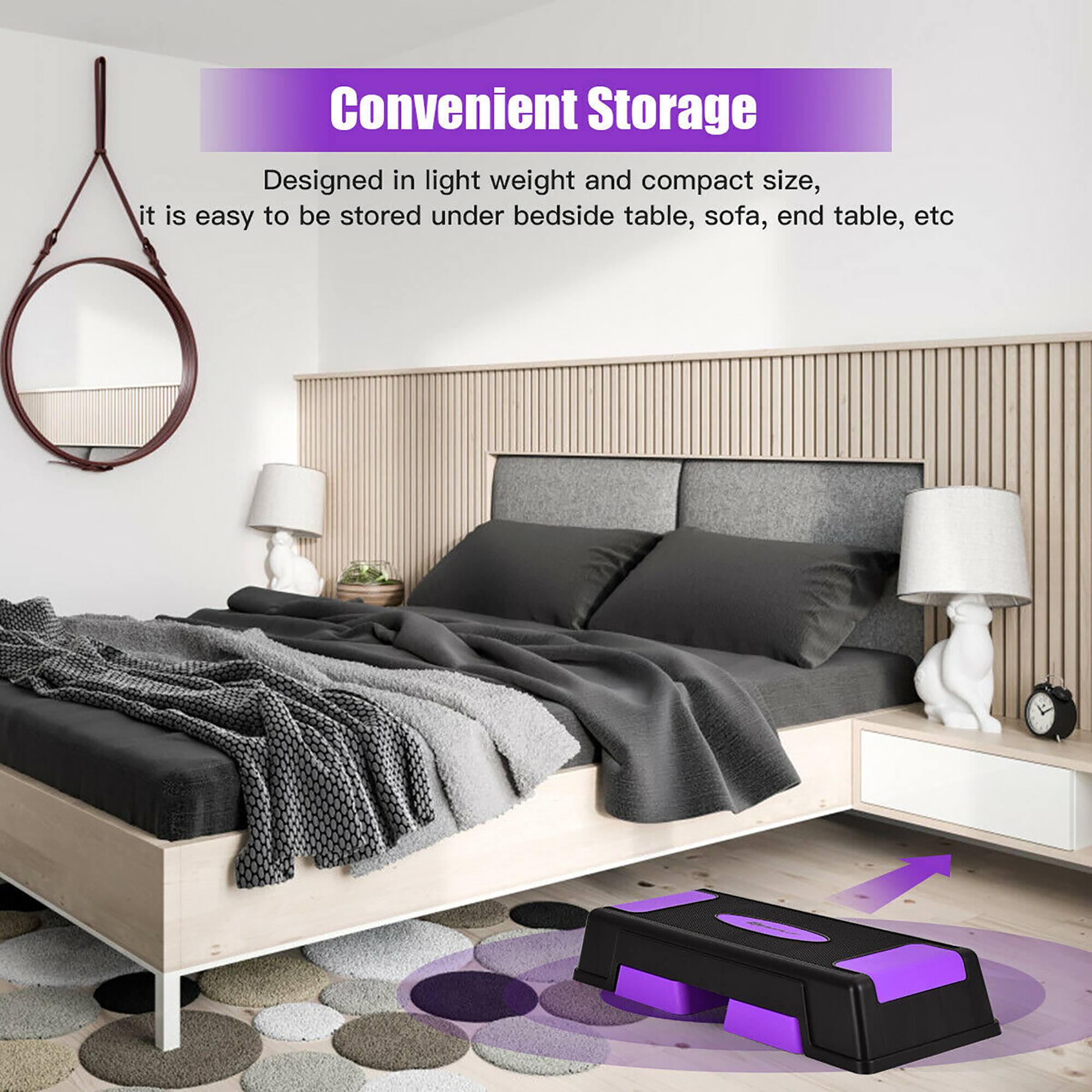 Convenient Storage Designed in a lightweight and compact size, it is easy to be stored under bedside tables, sofas, end tables, etc.