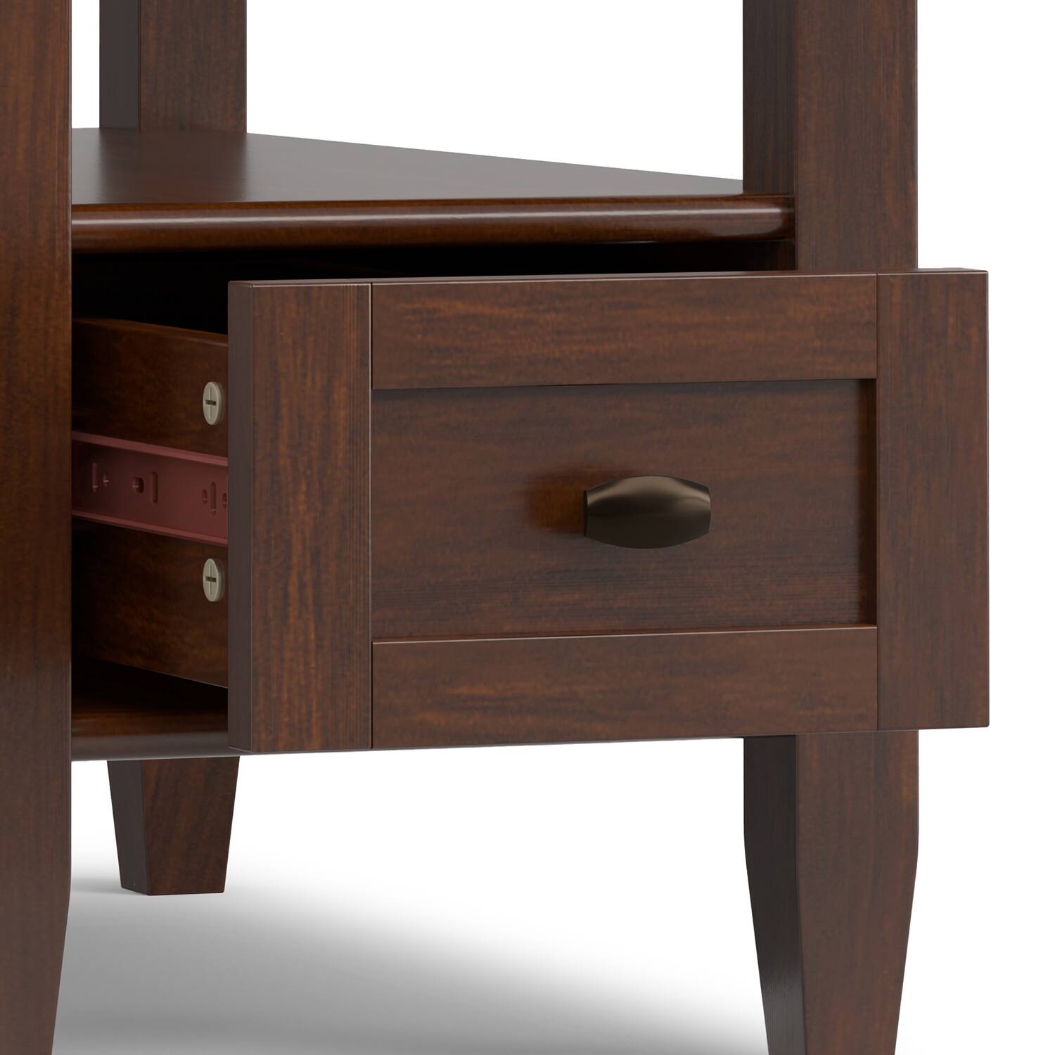 Alt View 5. Simpli Home - Warm Shaker 14 inch Wide Solid Wood Transitional Narrow Side Table in Russet Brown - Russet Brown.