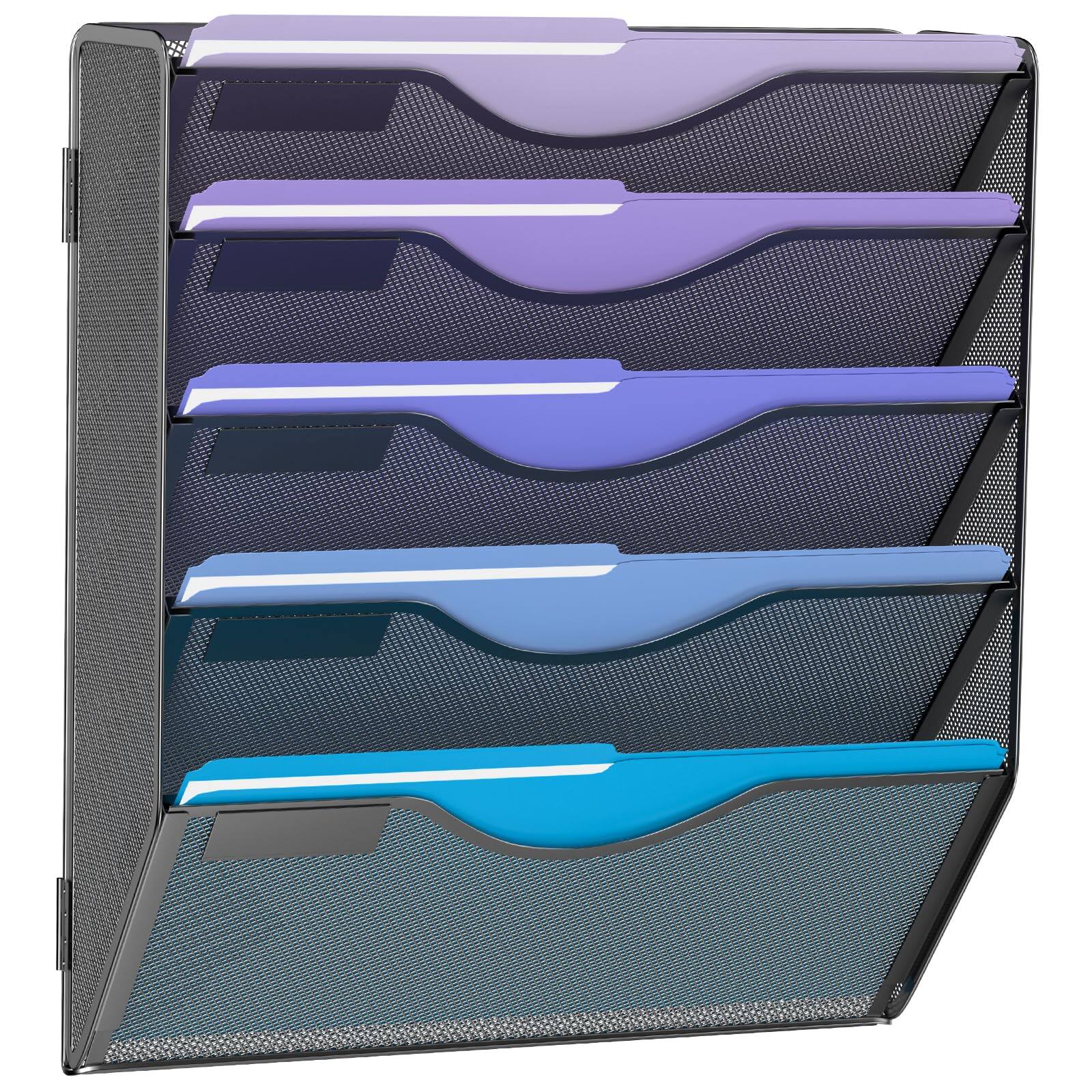 Dapper Styles 5 Tier Hanging Wall File Organizer Mesh Mail Paper ...