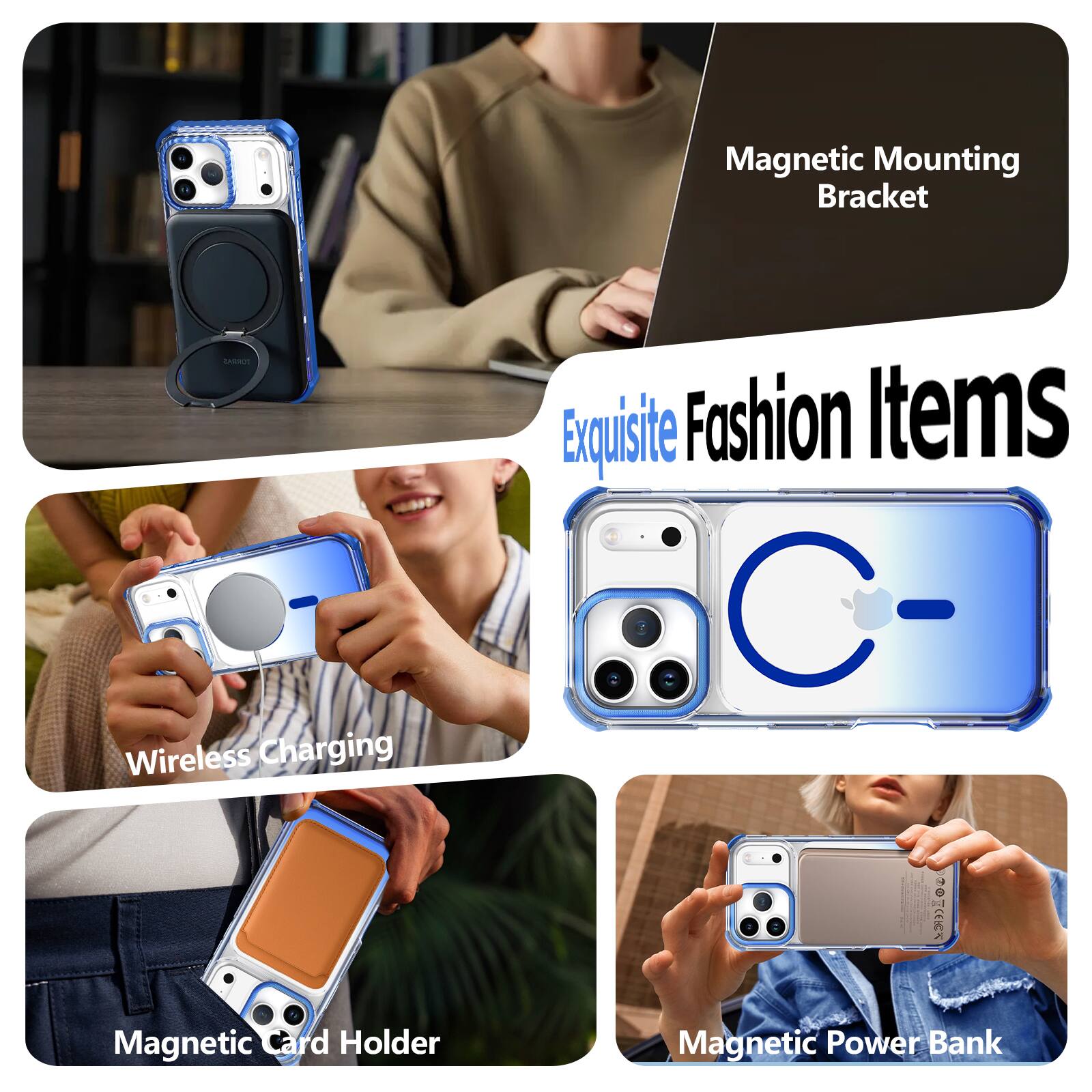 Magnetic Mounting Bracket  
Exquisite Fashion Items  
Wireless Charging  
Magnetic Card Holder  
Magnetic Power Bank