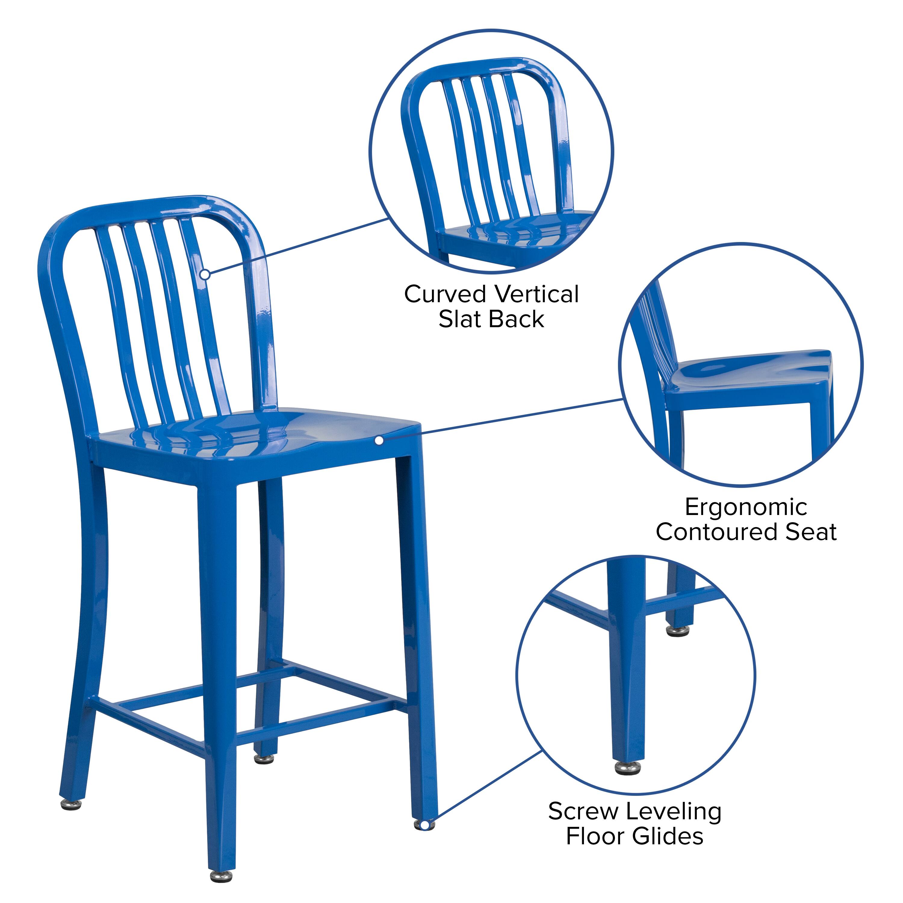 Curved Vertical Slat Back  
Ergonomic Contoured Seat  
Screw Leveling Floor Glides