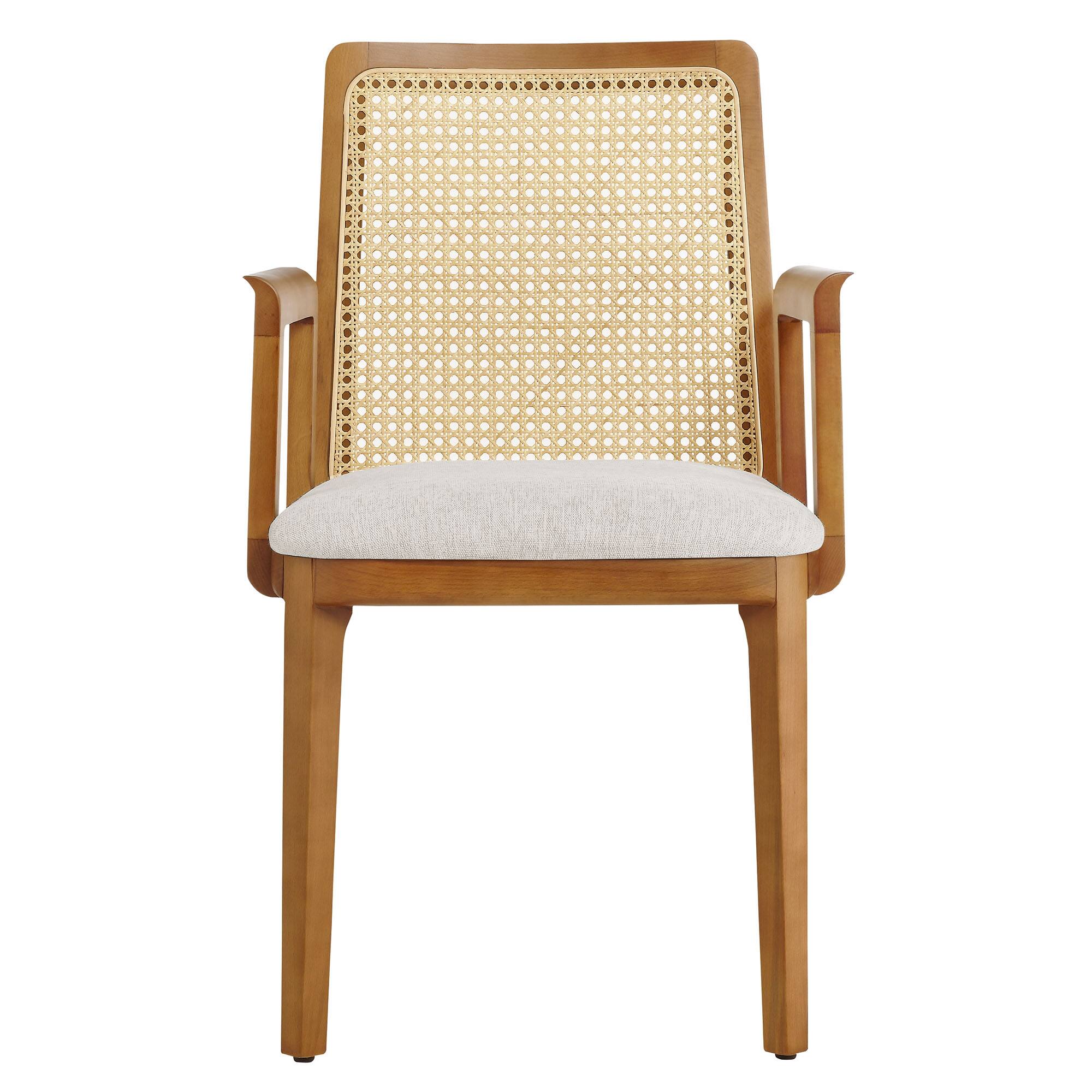 Alt View 4. Modway - Monarch Wood and Rattan Dining Armchair by Modway - Honey Natural Heathered Weave Ivory.