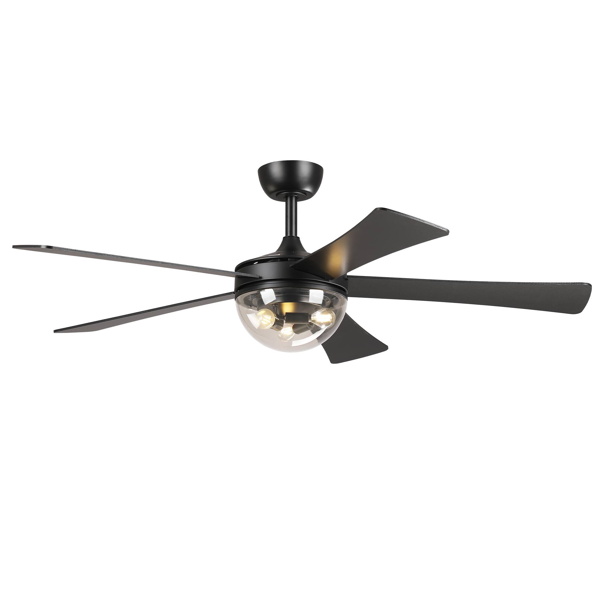 Alt View 6. Parrot Uncle - 52" Farmhouse Industrial Glass Lampshade Ceiling Fan with Remote - Black.