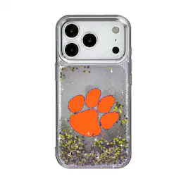 Keyscaper - NCAA - Clemson Tigers Linen Logo iPhone Glitter Case - 14 - Multicolor