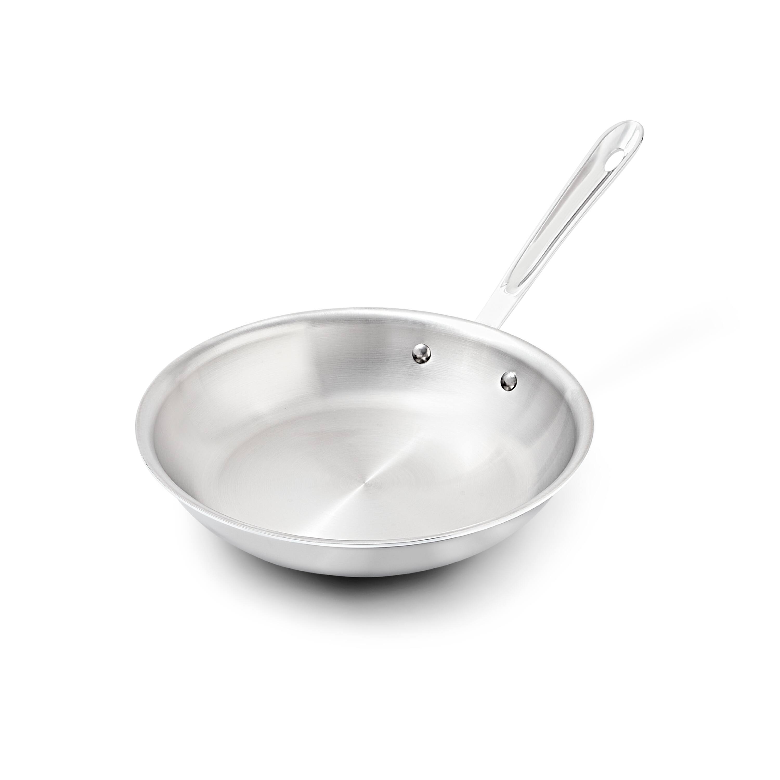 Front. All Clad - All-Clad 10" Stainless Steel Fry Pan, 3-Ply Bonded Cookware, Silver - Silver.