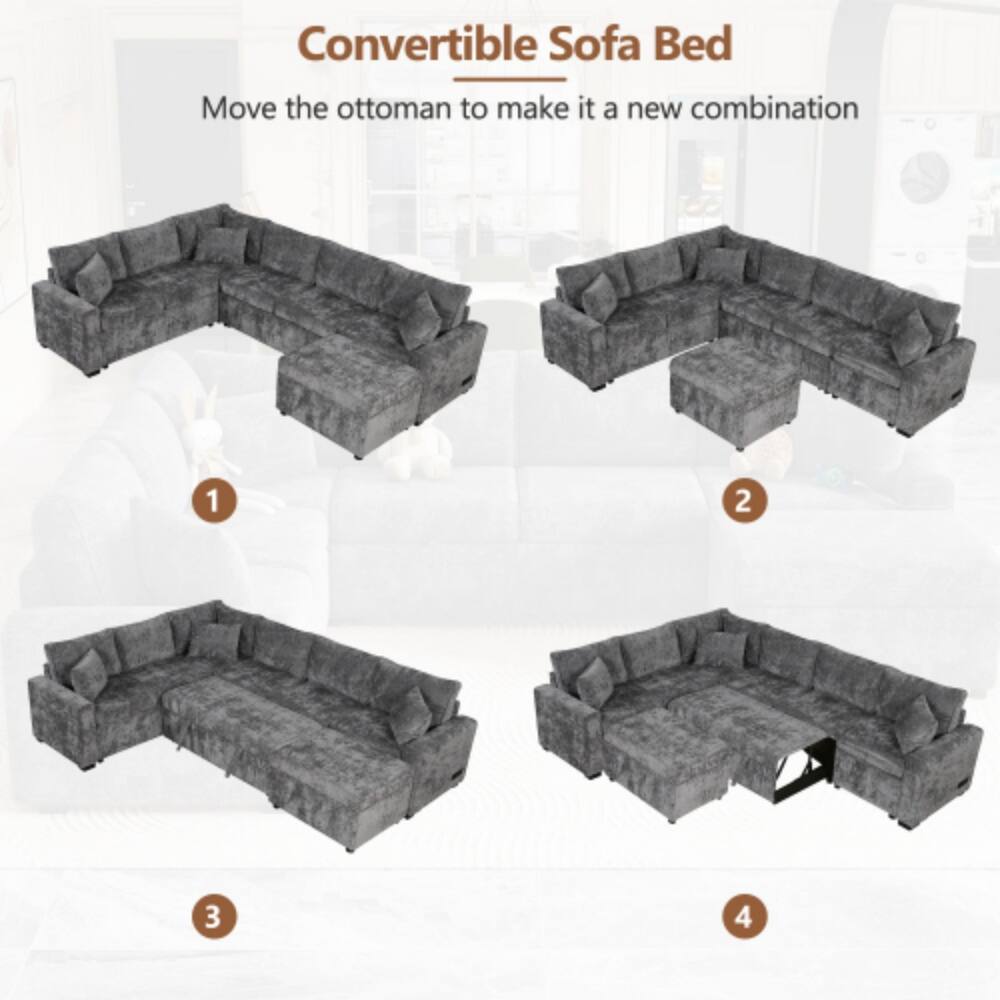 Convertible Sofa Bed  
Move the ottoman to make it a new combination  
1  
2  
3  
4