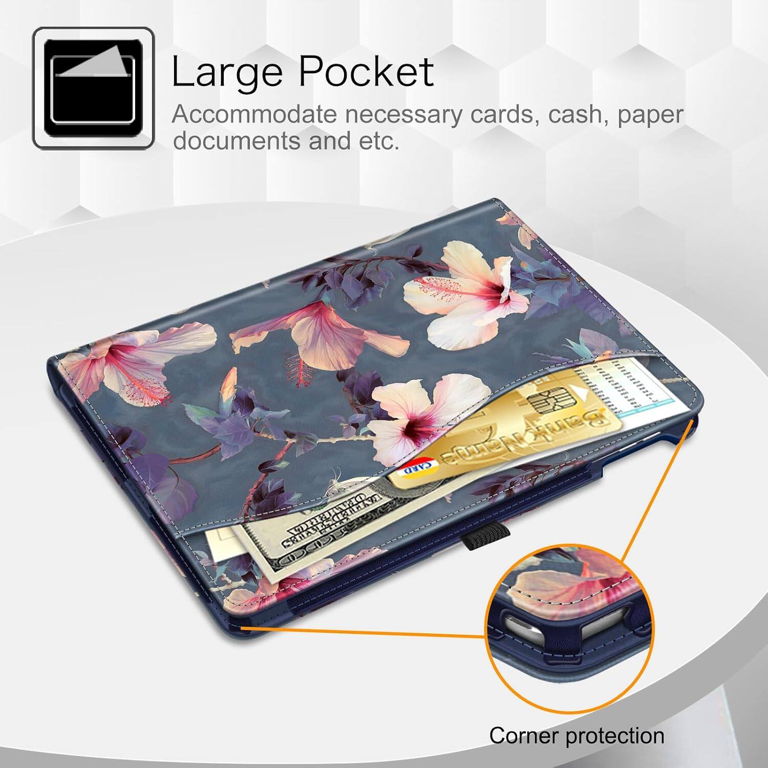 Large Pocket  
Accommodate necessary cards, cash, paper documents and etc.  

CARD  
BankName 00 SHILL VALLERSA  

Corner protection