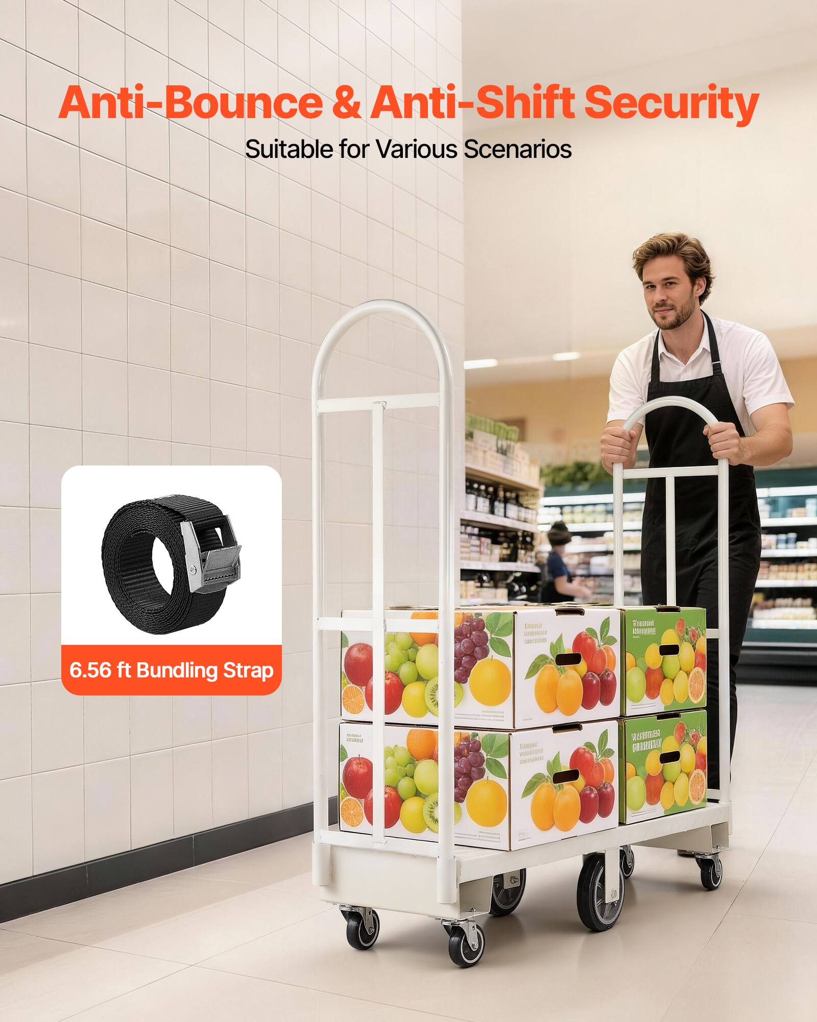 Anti-Bounce & Anti-Shift Security  
Suitable for Various Scenarios  

6.56 ft Bundling Strap
