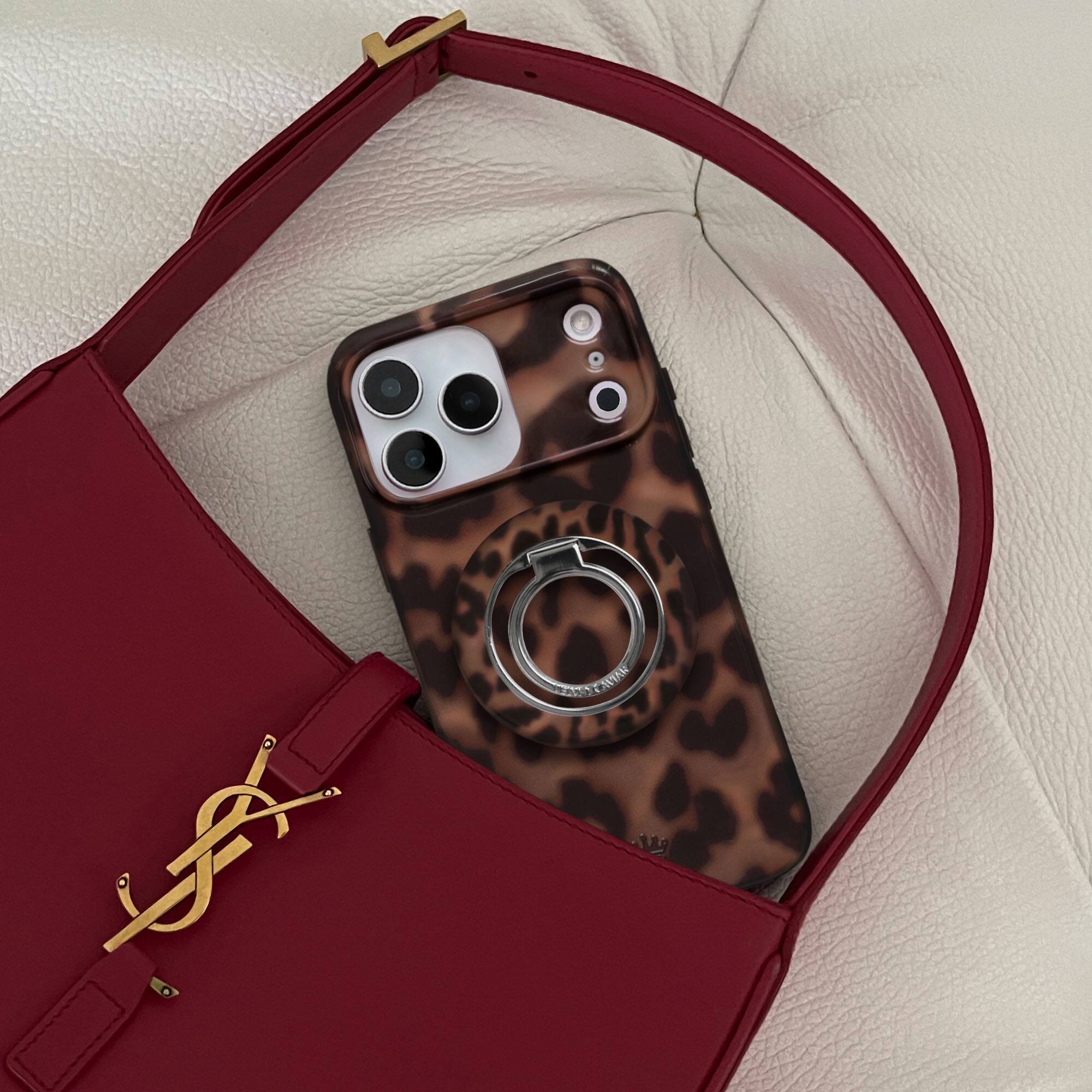 Alt View 3. VELVET CAVIAR - Magnetic Phone Ring & Stand- It GIrl Leopard - It GIrl Leopard.