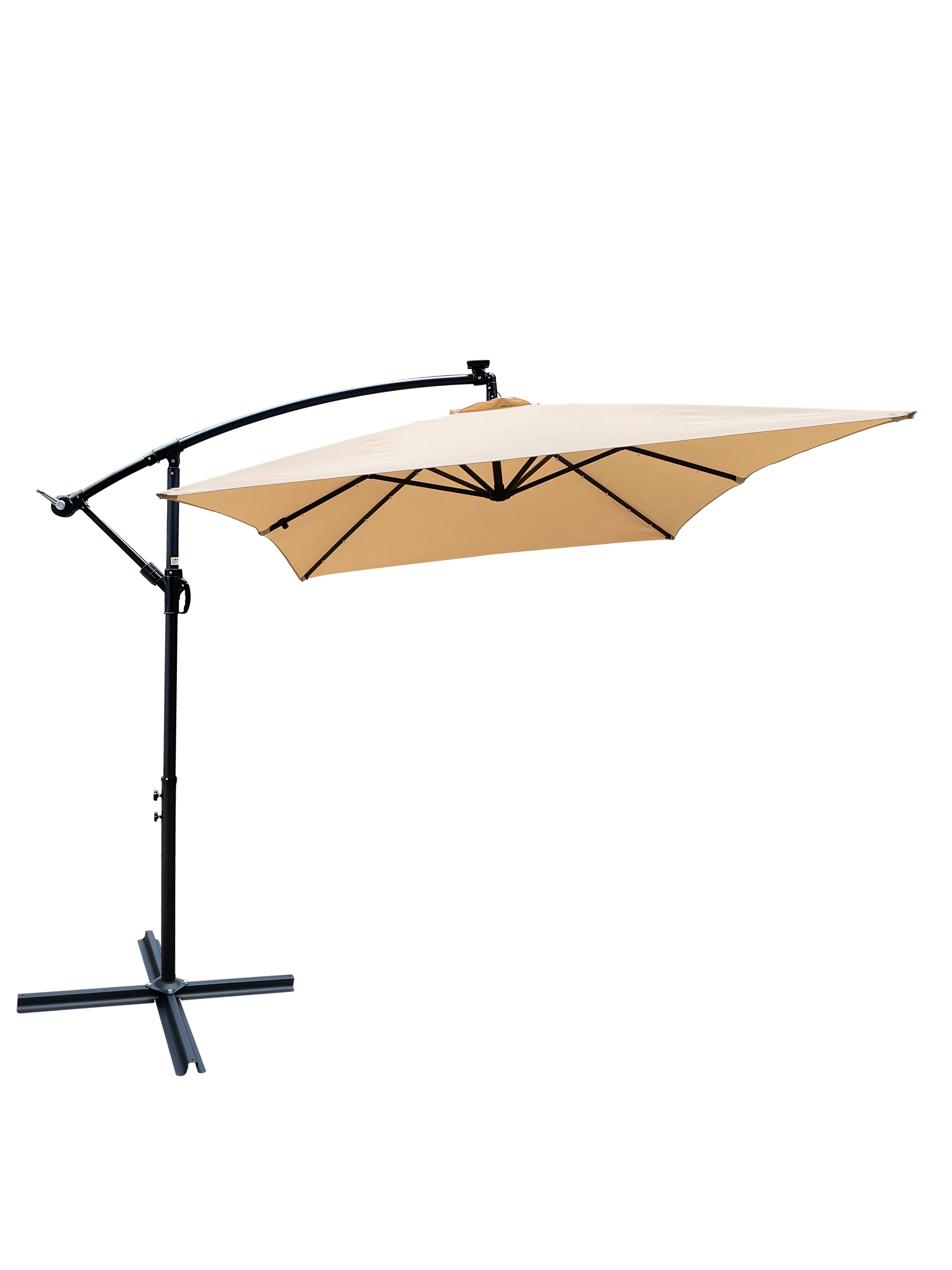 Back. Loheer - Loheer Rectangular Patio Umbrella Solar Lighted Outdoor Sun Shade with Crank Lift and Cross Base for Deck.