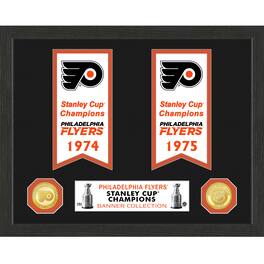 Highland Mint - Philadelphia Flyers Two-Time Stanley Cup Champions 12'' x 15'' Framed Banner Collection - Multicolor