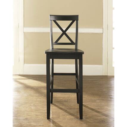 Front. Hivvago - Set of 2 - X-Back Solid Wood 30-inch Barstools in Black Finish - Black.