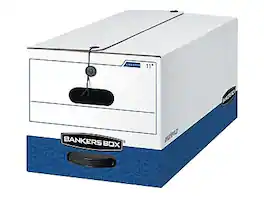 Bankers Box - Liberty Heavy-Duty Corrugated File Storage Boxes, Letter Size/Blue, 4/Carton - White and Blue