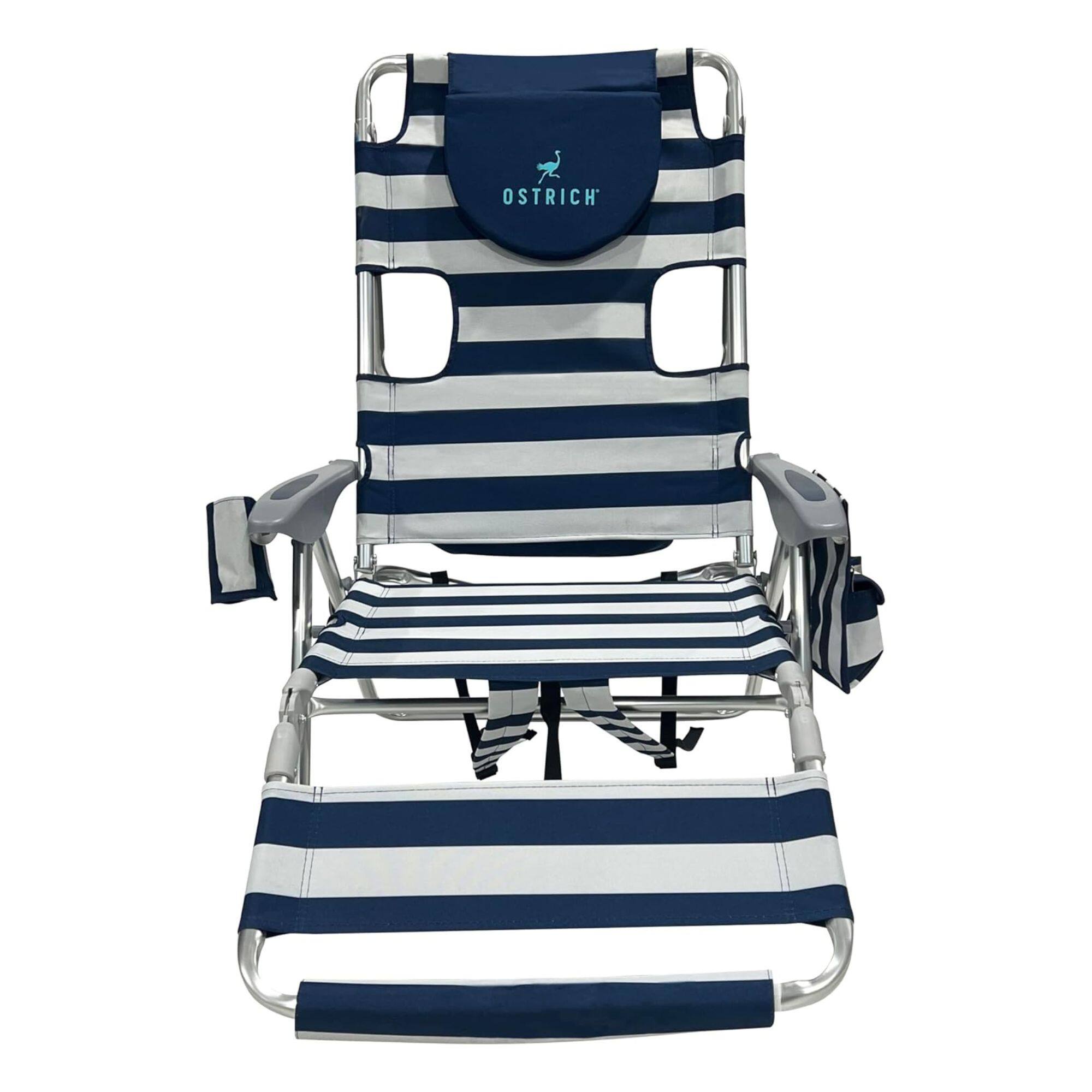 Alt View 5. Ostrich - Deltess Ostrich 3 In 1 Portable Chair Cooler Bag & Reclining Lounger, Blue/White - Blue, White Striped.