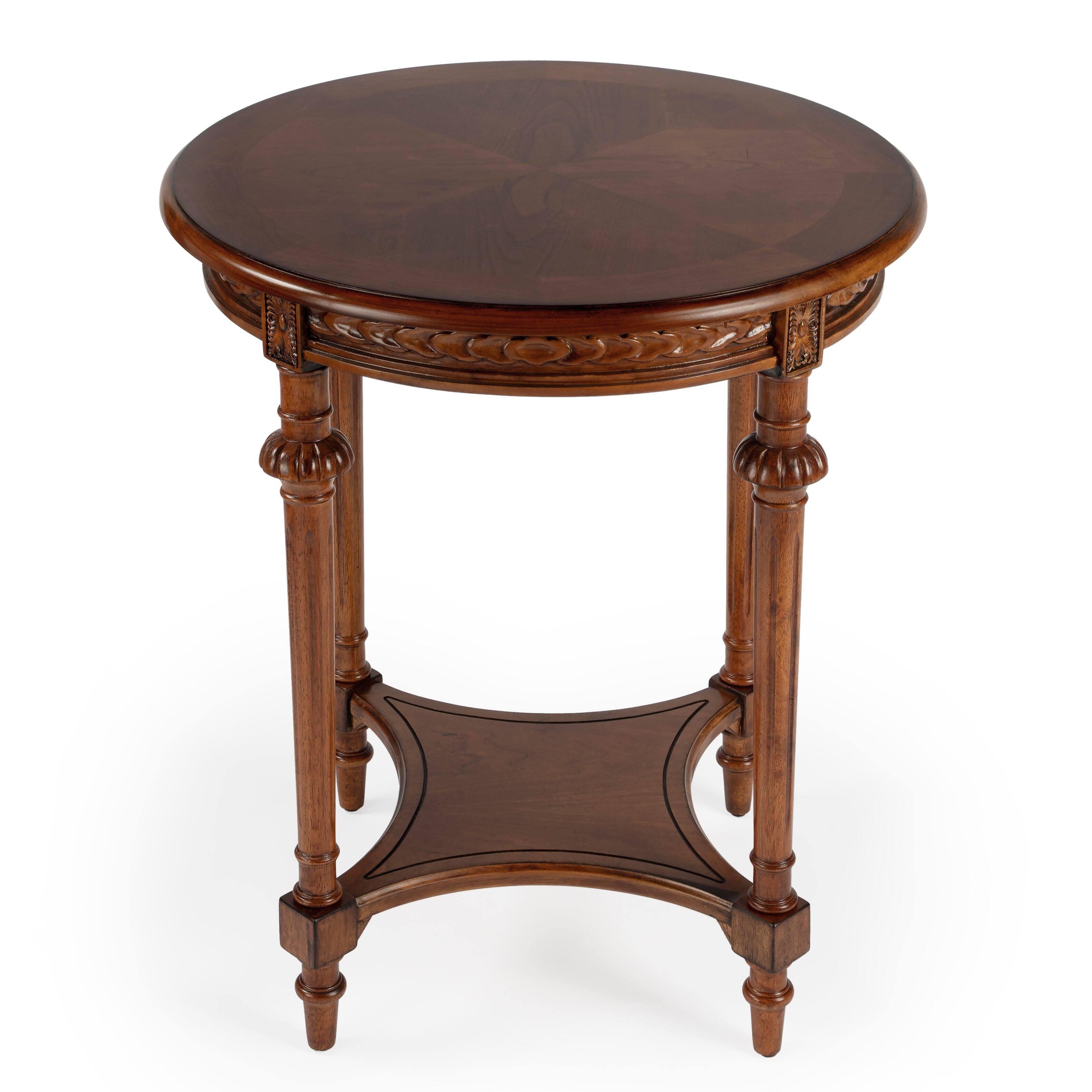 Alt View 1. Butler Specialty - Hellinger 24 in. W Round Wood Tall End Table with Open Shelf - Medium Brown.
