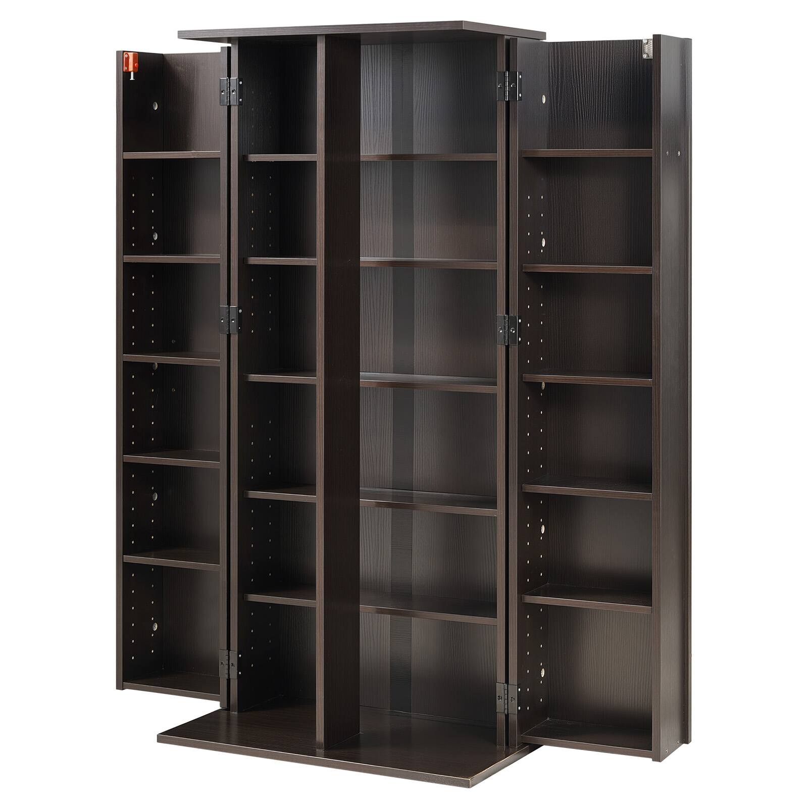 Alt View 5. VEVOR - Media Storage Cabinet, 6-Tier DVD Shelf Organizer, 24.02 x 14.49 x 50 in Multimedia Storage Organizer for CDs, DVDs - Dark brown.