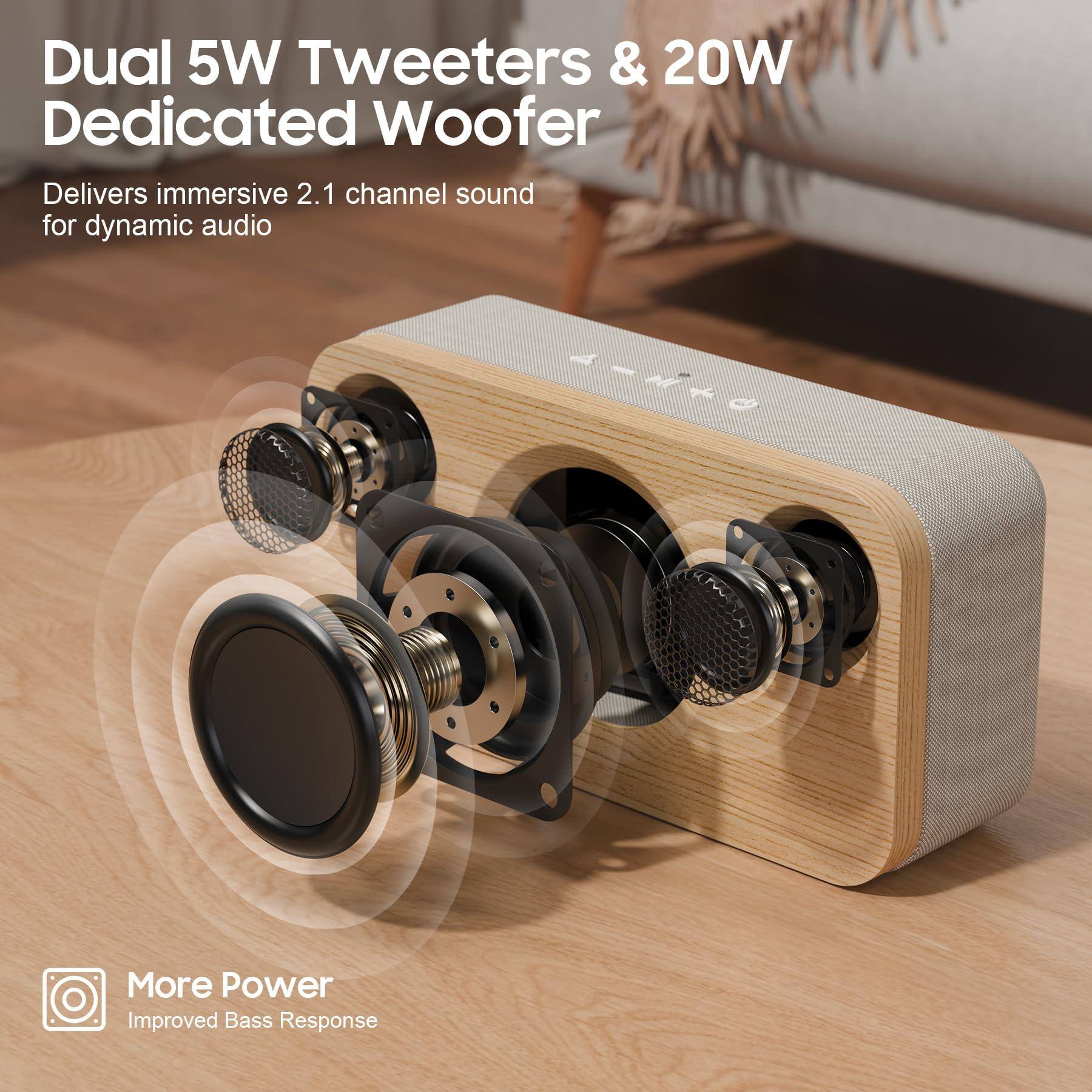 Dual 5W Tweeters & 20W Dedicated Woofer  
Delivers immersive 2.1 channel sound for dynamic audio  

More Power  
Improved Bass Response