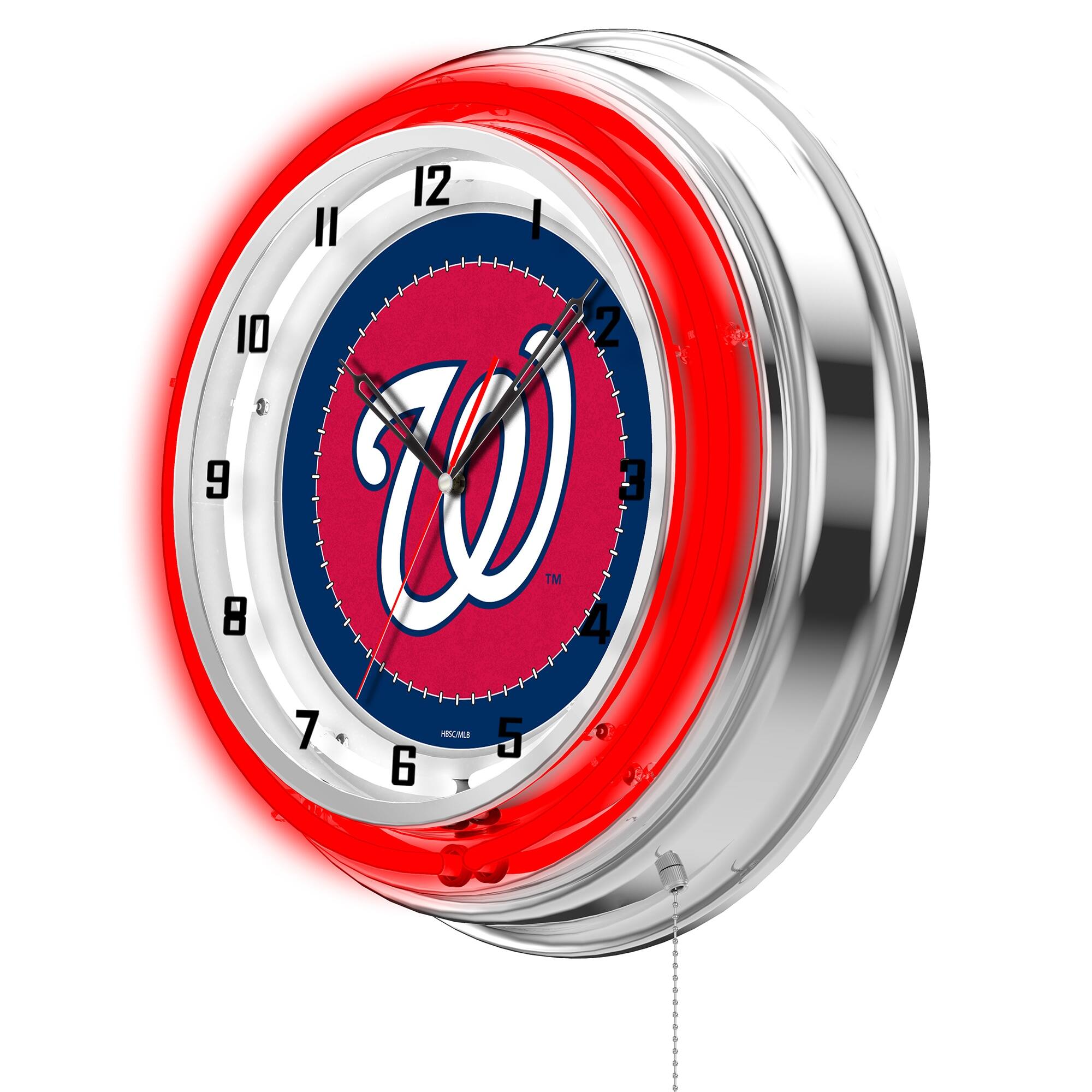 Alt View 1. Holland Bar Stool Co. - Washington Nationals 19" Double Neon Wall Clock - Multicolor.
