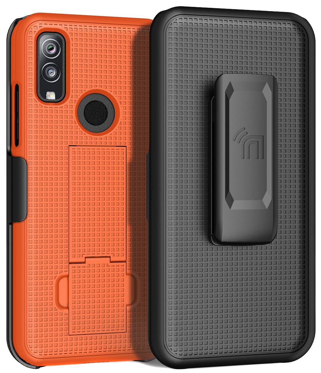 Alt View 3. Nakedcellphone - Case with Stand and Belt Clip Holster for Kyocera DuraSport 5G Phone - Orange.