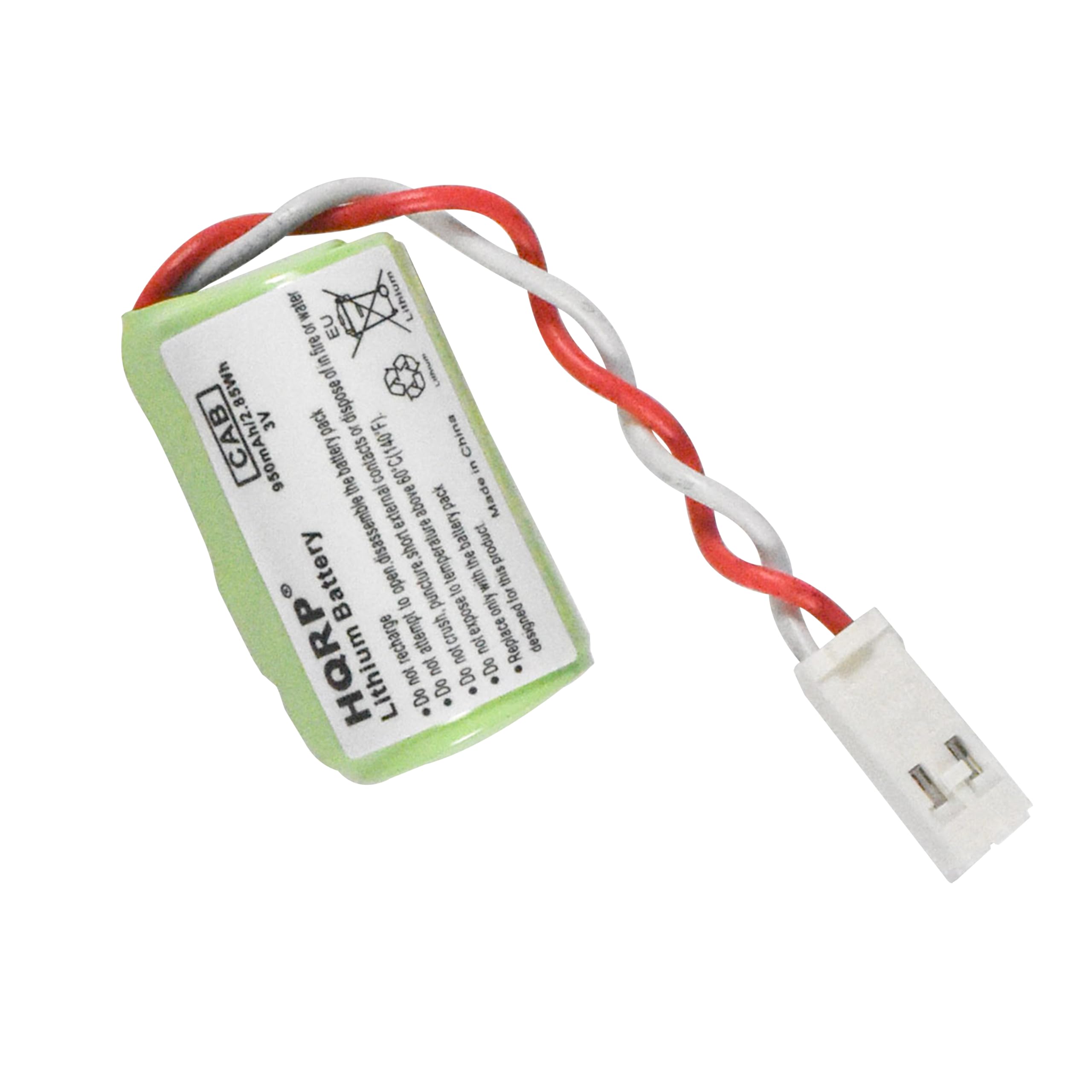 Lithium Battery  
90mAh/2.8Wh  
3.7V  
CAB 950mAh/2  
Made in China  

Do not dispose of the battery in fire.  
Do not dispose of the battery in water.  
Do not crush, puncture, or expose to high temperature.  
Do not attempt to disassemble.  
Do not replace with a different type of battery.  
Do not dispose of the battery in a fire.  
Do not dispose of the battery in water.  
Do not crush, puncture, or expose to high temperature.  
Do not attempt to disassemble.  
Do not replace with a different type of battery.  

Made in China