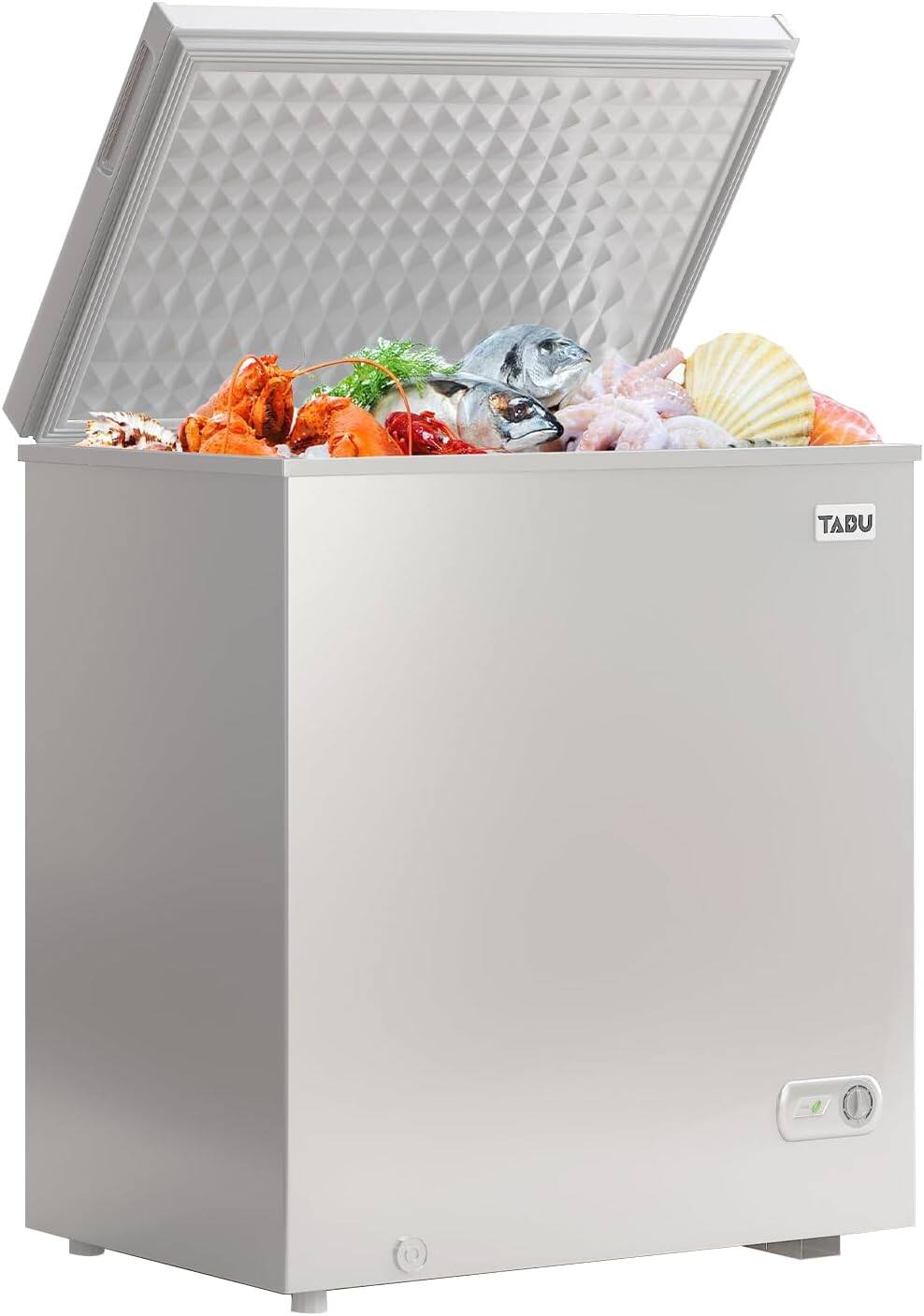 Alt View 1. Circus Cirle - 7.0 cu. ft. chest freezer with 7-level adjustable thermostat and removable storage basket (white) - WHITE.