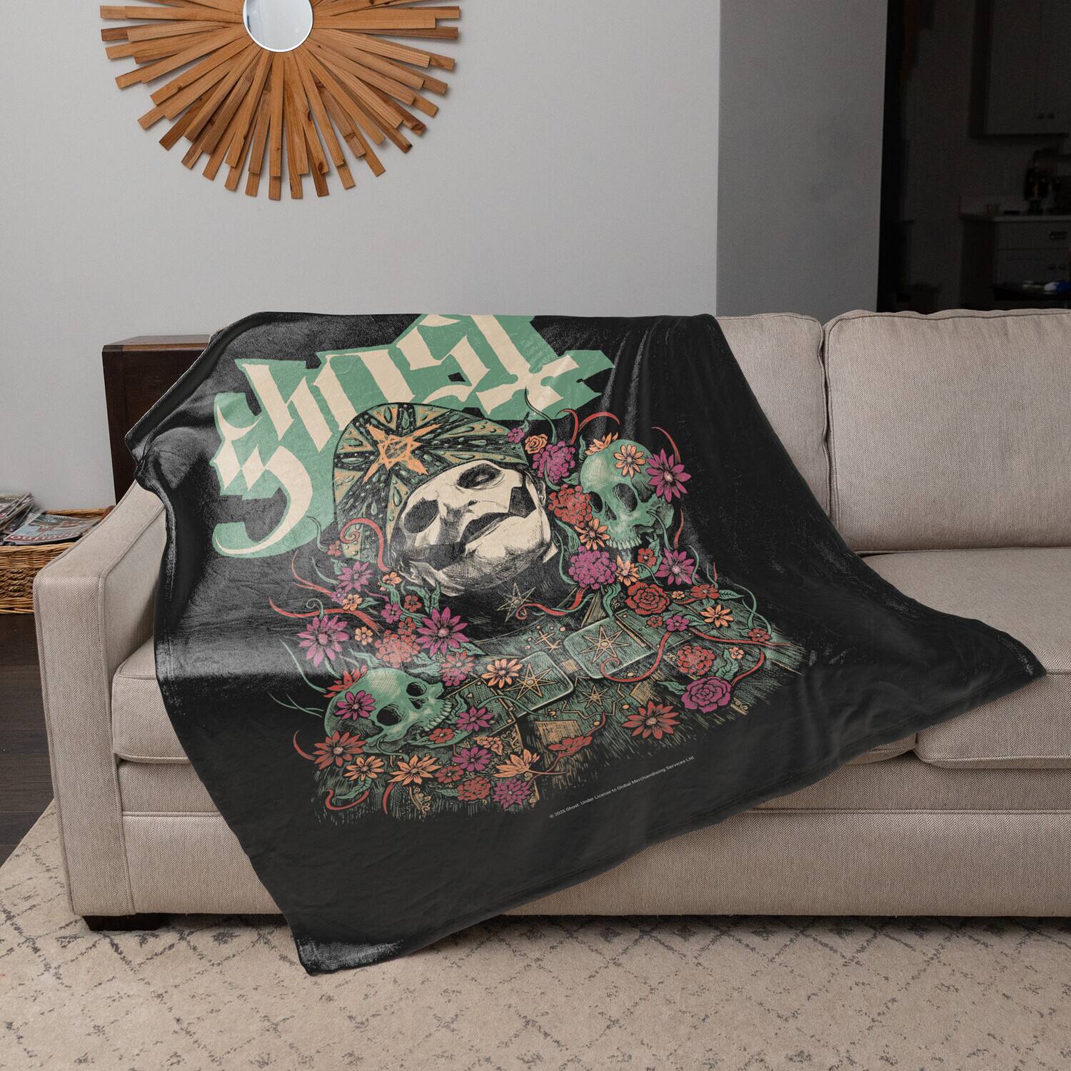 Alt View 1. PopMarket - Ghost - Rocksax - Ghost - Bliss - Sherpa Fleece Blanket (60 in x 80 in) - Multicolor.