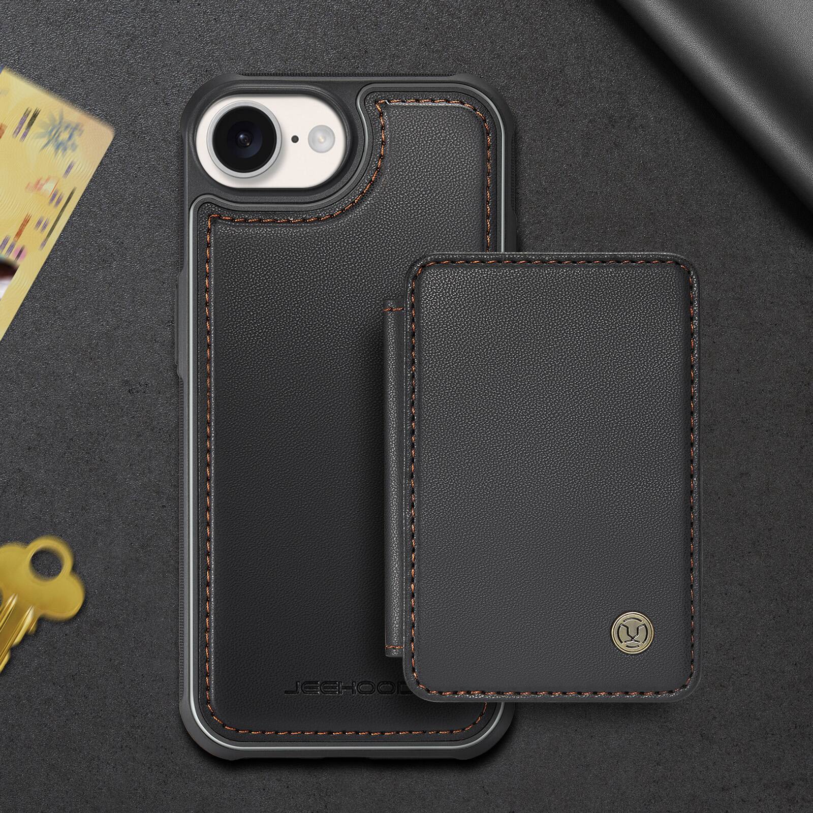 Alt View 7. Dteck - 2-in-1 Wallet Case for Apple iPhone 17e with Magnetic Card Holder, RFID PU Leather Flip Folio Kickstand Cover - Black.