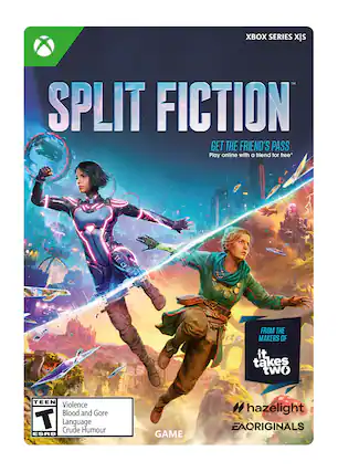 Xbox Series X|S Split Fiction Get the Friend's Pass Play online with a friend for free From the makers of It Takes Two Teen Violence Blood and Gore T Crude Language Humour ESRB Game Hazelight EA Originals - T (Teen 13+)