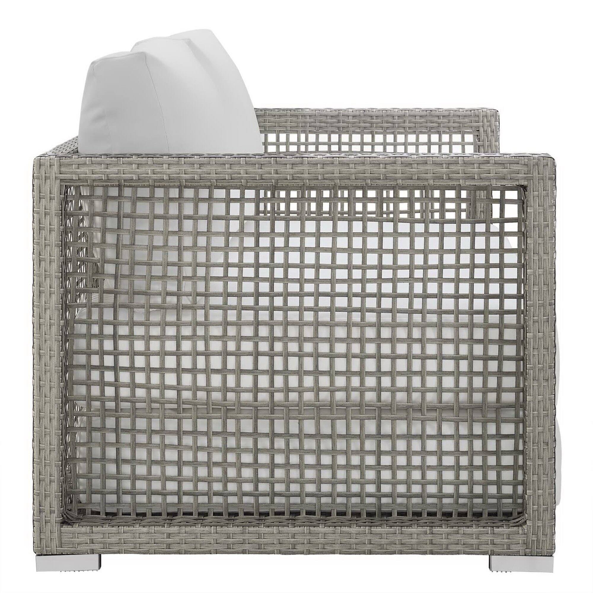 Alt View 2. Modway - Aura Outdoor Patio Wicker Rattan Loveseat by Modway - Gray White.