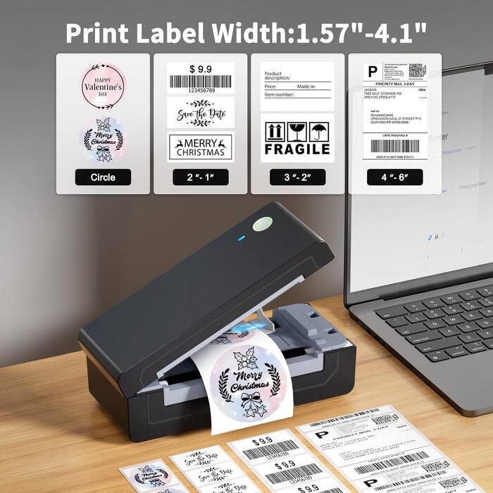 Print Label Width: 1.57" - 4.1"

- Circle
  - HAPPY Valentine's DAY
  - Merry Christmas

- 2" - 1"
  - $9.9
  - Save the Date
  - MERRY CHRISTMAS

- 3" - 2"
  - FRAGILE

- 4" - 6"
  - PRIORITY MAIL 3 DAY
  - FRAGILE

Product description
Price: $9.9
Made in
Item number:

Printer Productivity - - - Circle 2" - 1" 2" 1" 3" 2" 4" 6"