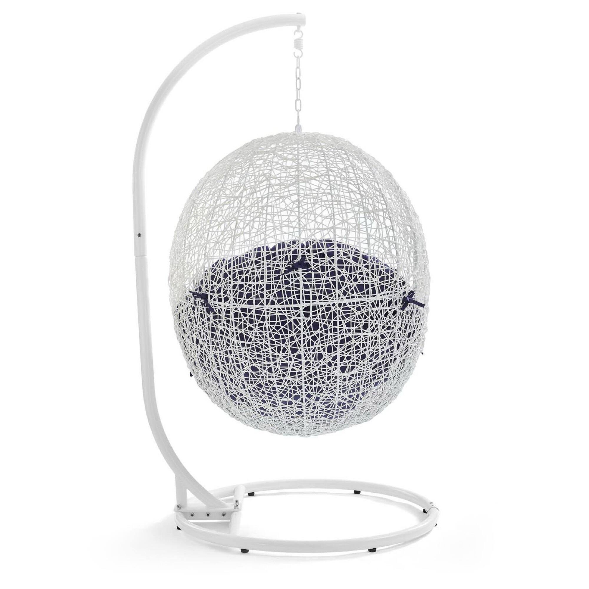 Left. Modway - Hide Outdoor Patio Sunbrella® Swing Chair With Stand by Modway - White Navy.
