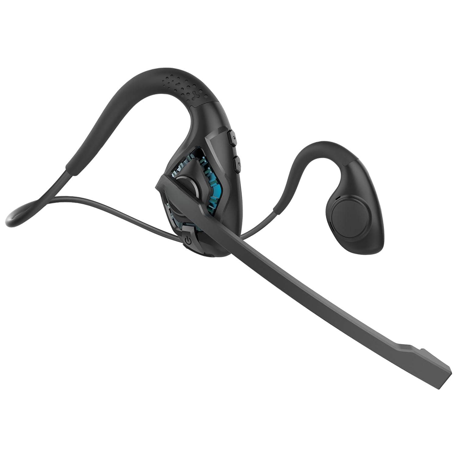 PO3TICJUNKI3 - Headset W dsp Noise Canceling Boom Microphone Mute For Cellphone Lightweight Comfort Open Ear Wireless - Cyan