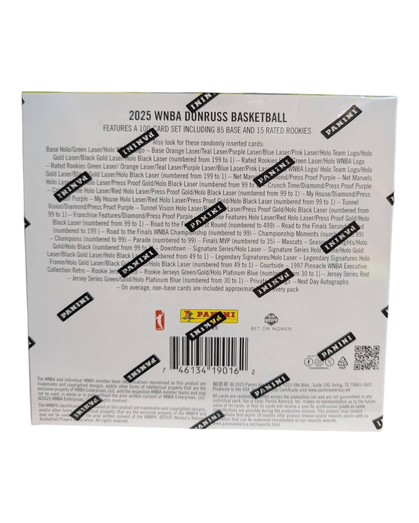 Back. Panini - 2025 Donruss WNBA Basketball Hobby Box.