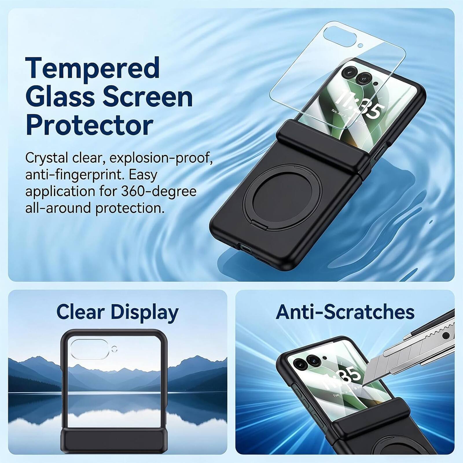 Tempered Glass Screen Protector

Crystal clear, explosion-proof, anti-fingerprint. Easy application for 360-degree all-around protection.

- Clear Display
- Anti-Scratches