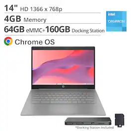 HP - 14" Chromebook - Intel Celeron N4500 2021 - 4GB Memory - 224GB Storage - Modern Grey