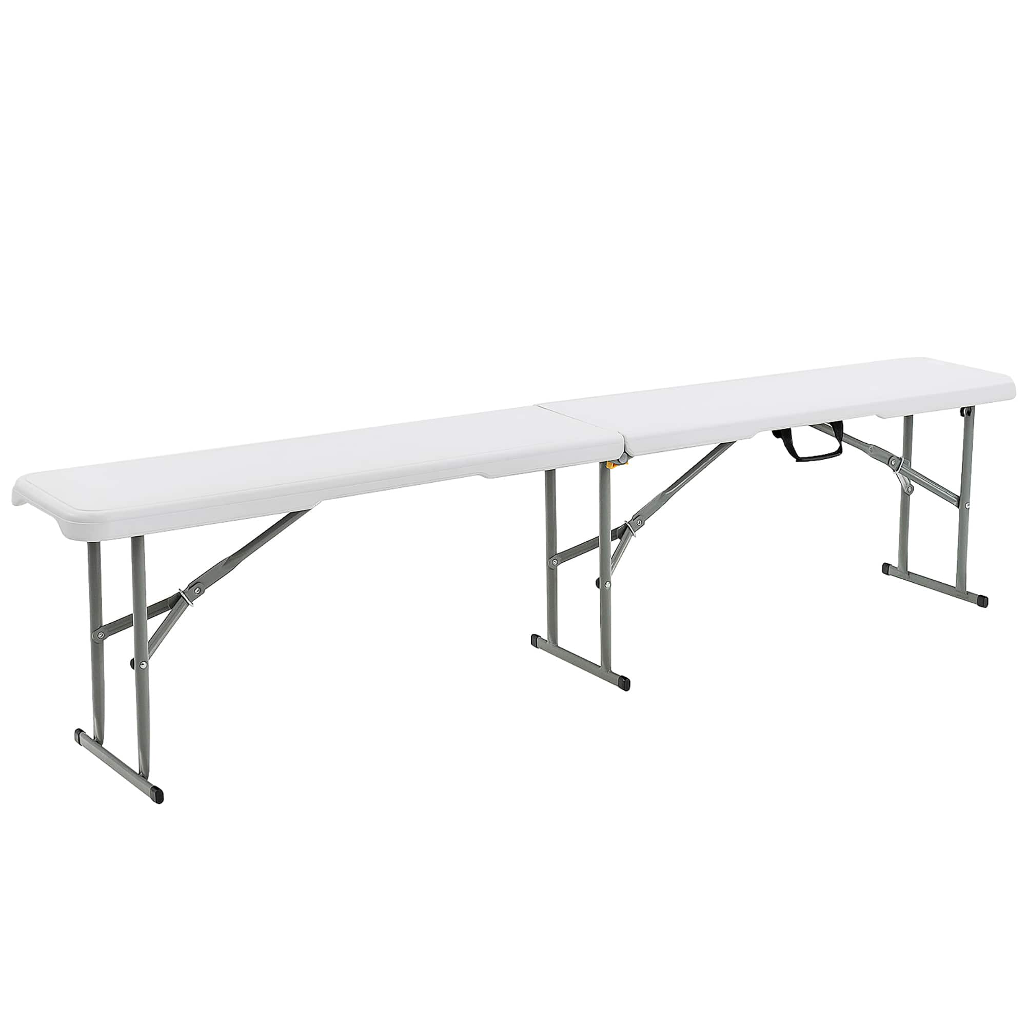 Costway - 6 FT Portable Folding Bench Outdoor Picnic Bench 550 lbs Limited for Dining - White/Grey