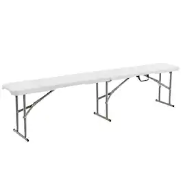 Costway - 6 FT Portable Folding Bench Outdoor Picnic Bench 550 lbs Limited for Dining - White/Grey