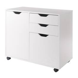FurniFact - Composite Wood Home Office Floor Cabinet with Filing Drawer - White