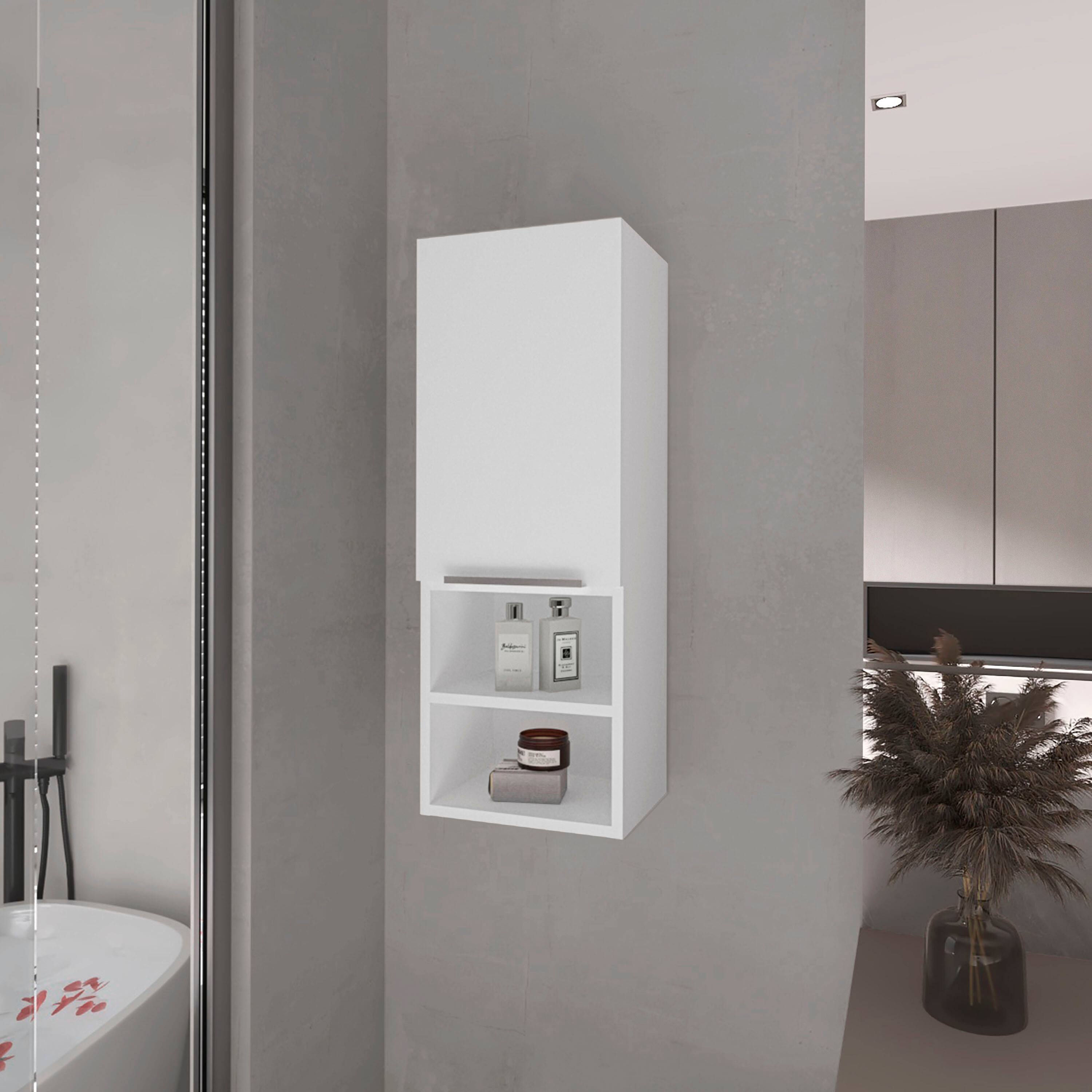 TinyHomie - Medicine Cabinet Two Shelves Single Door Cabinet Two Interior Shelves - White