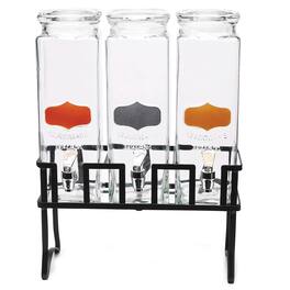 Jay Import - Triple Yorkshire Element 80OZ. Dispensers With Copper/Silver/Gold Metallic Panels On Black Metal Stand - Clear