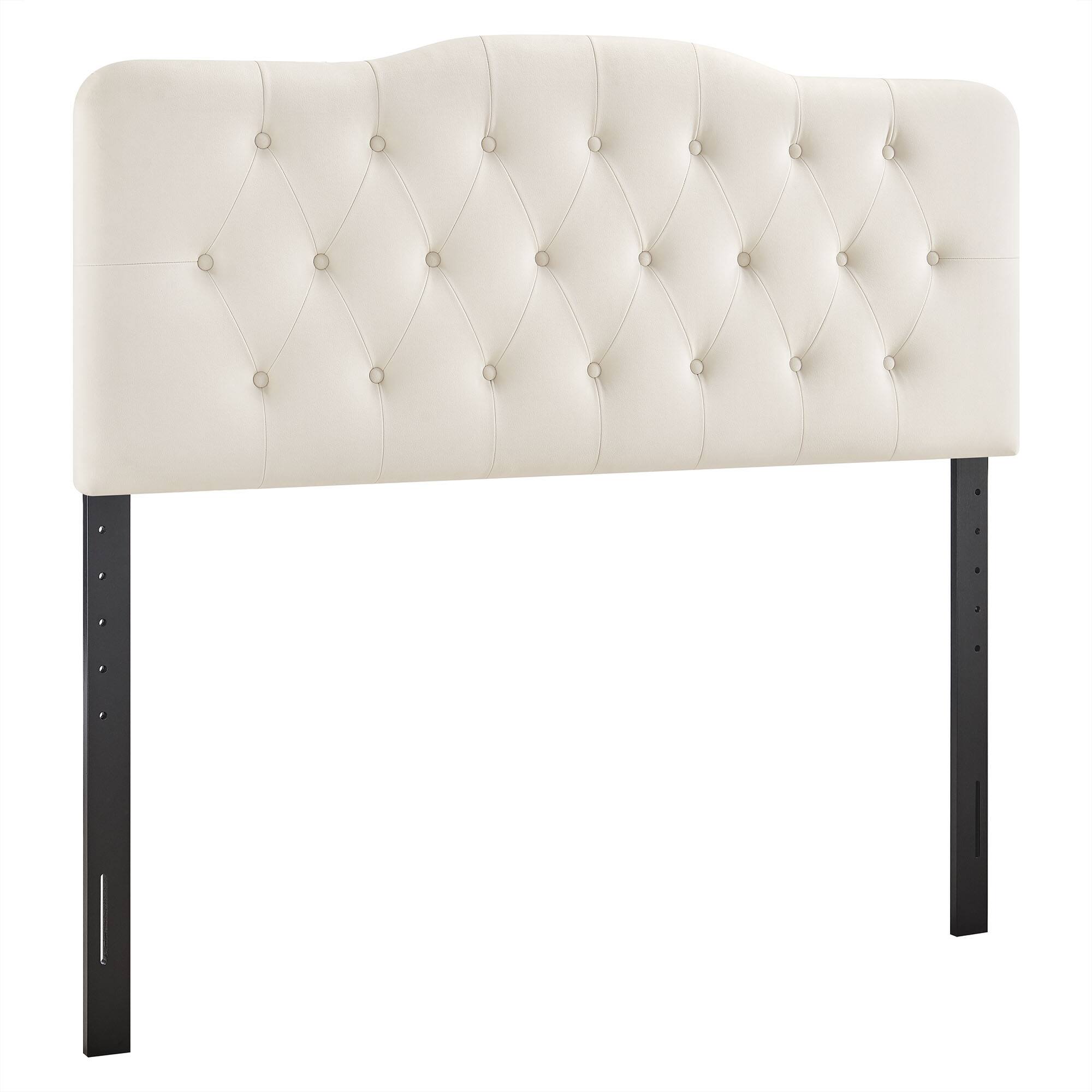 Angle. Modway - Annabel Diamond Tufted Performance Velvet Headboard by Modway - Alabaster.